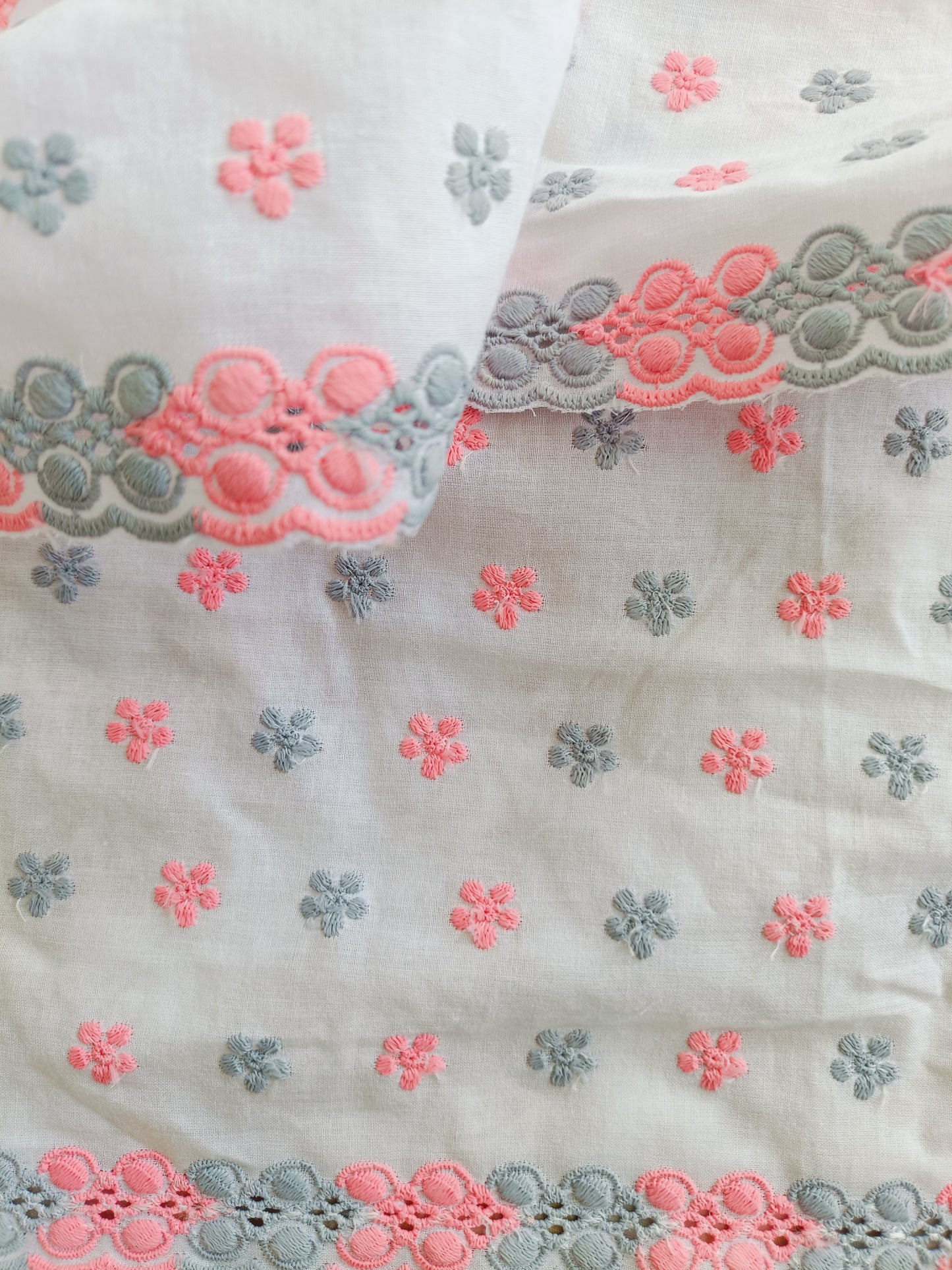 Cotton Kurta Apparel Fabric Chikankari Design Embroidery