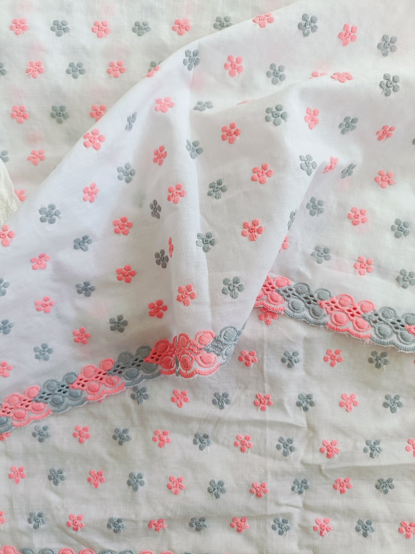 Cotton Kurta Apparel Fabric Chikankari Design Embroidery