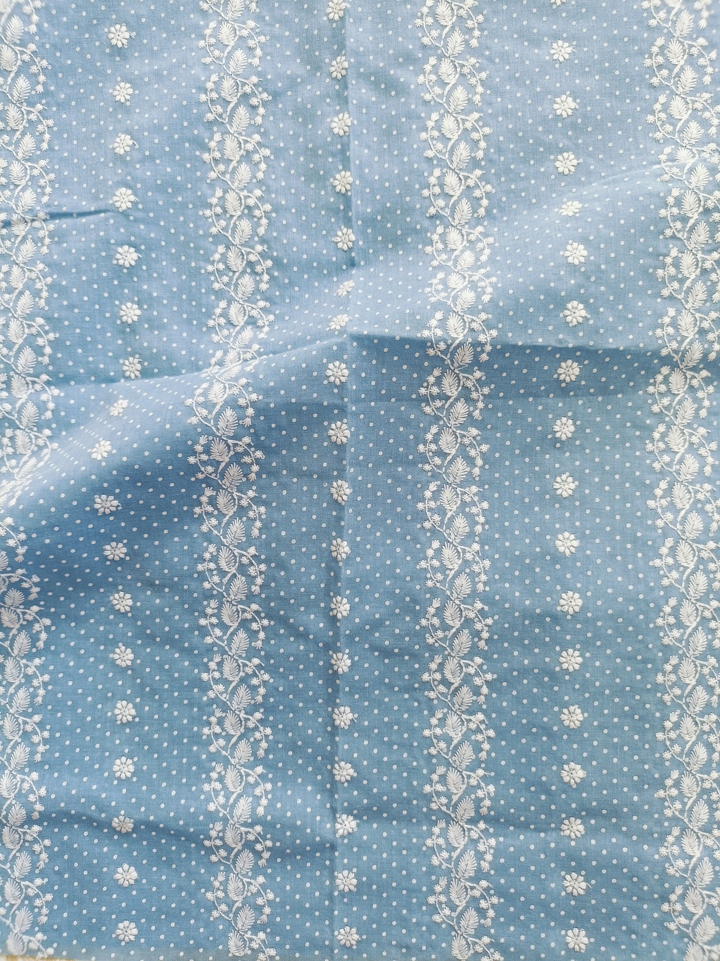 Cotton Kurta Apparel Fabric Chikankari Design Embroidery