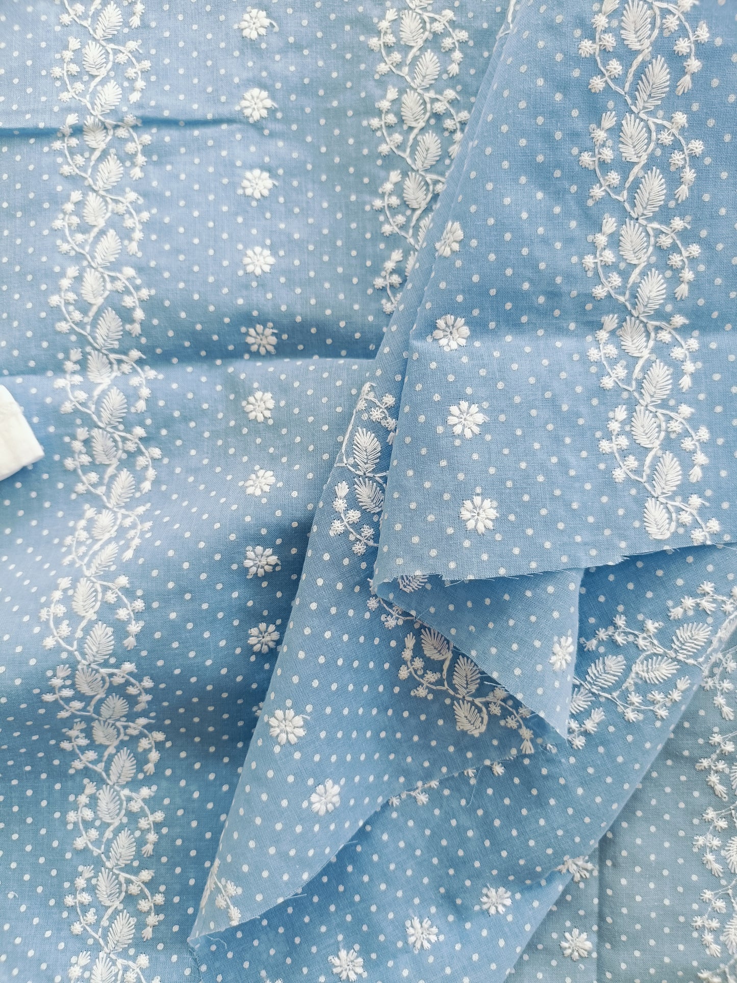 Cotton Kurta Apparel Fabric Chikankari Design Embroidery