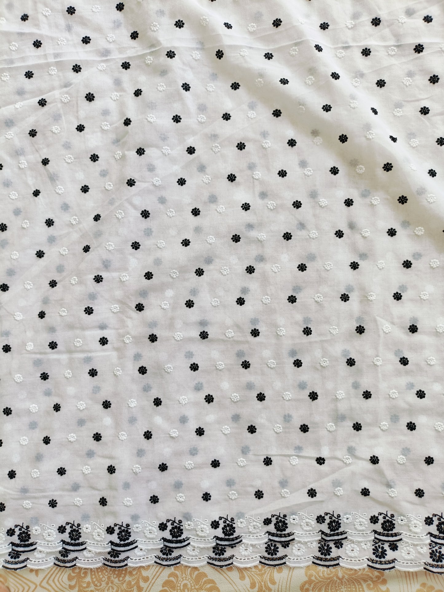Cotton Kurta Apparel Fabric Chikankari Design Embroidery