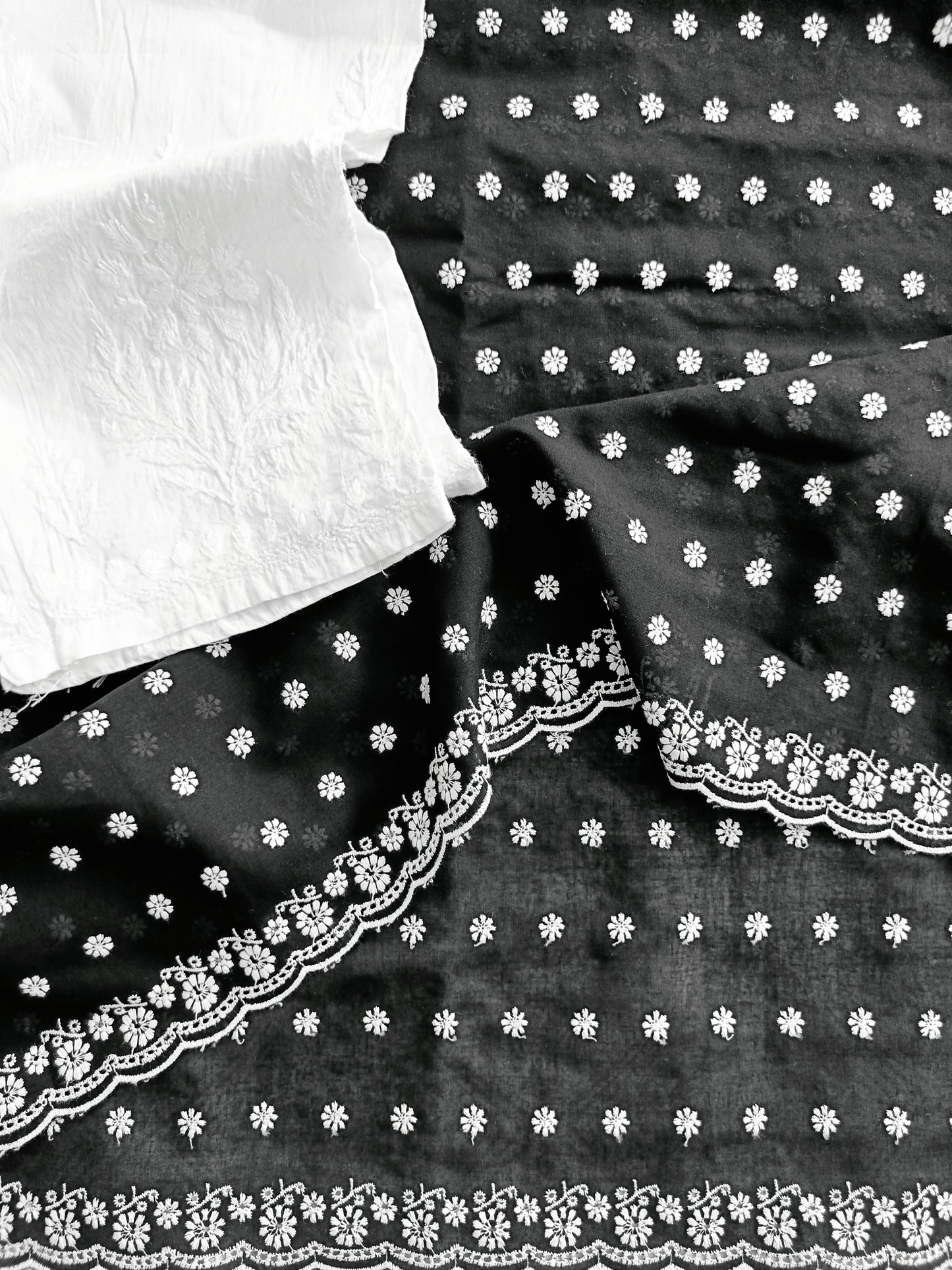 Cotton Kurta Apparel Fabric Chikankari Design Embroidery