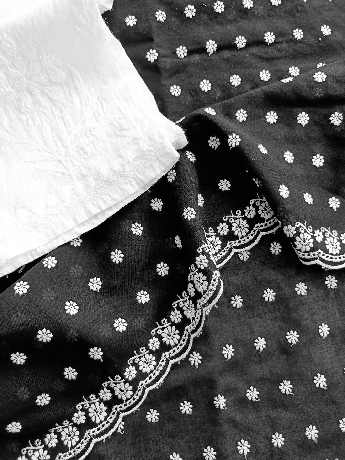 Cotton Kurta Apparel Fabric Chikankari Design Embroidery