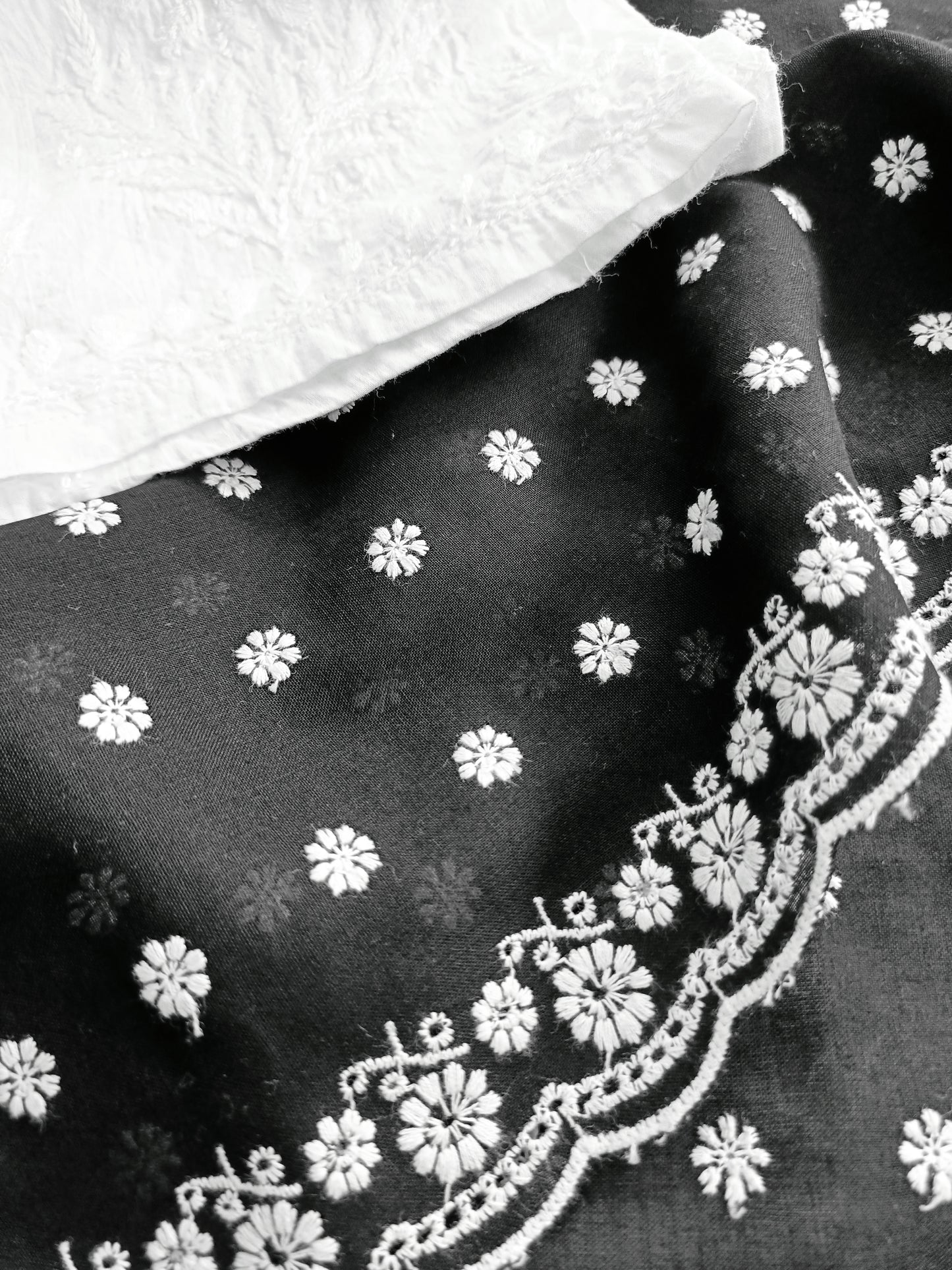 Cotton Kurta Apparel Fabric Chikankari Design Embroidery