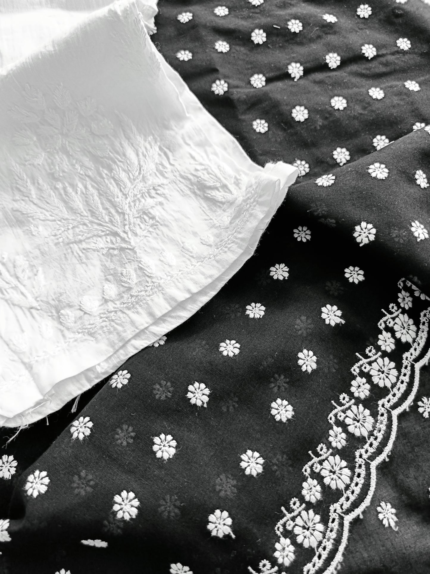 Cotton Kurta Apparel Fabric Chikankari Design Embroidery
