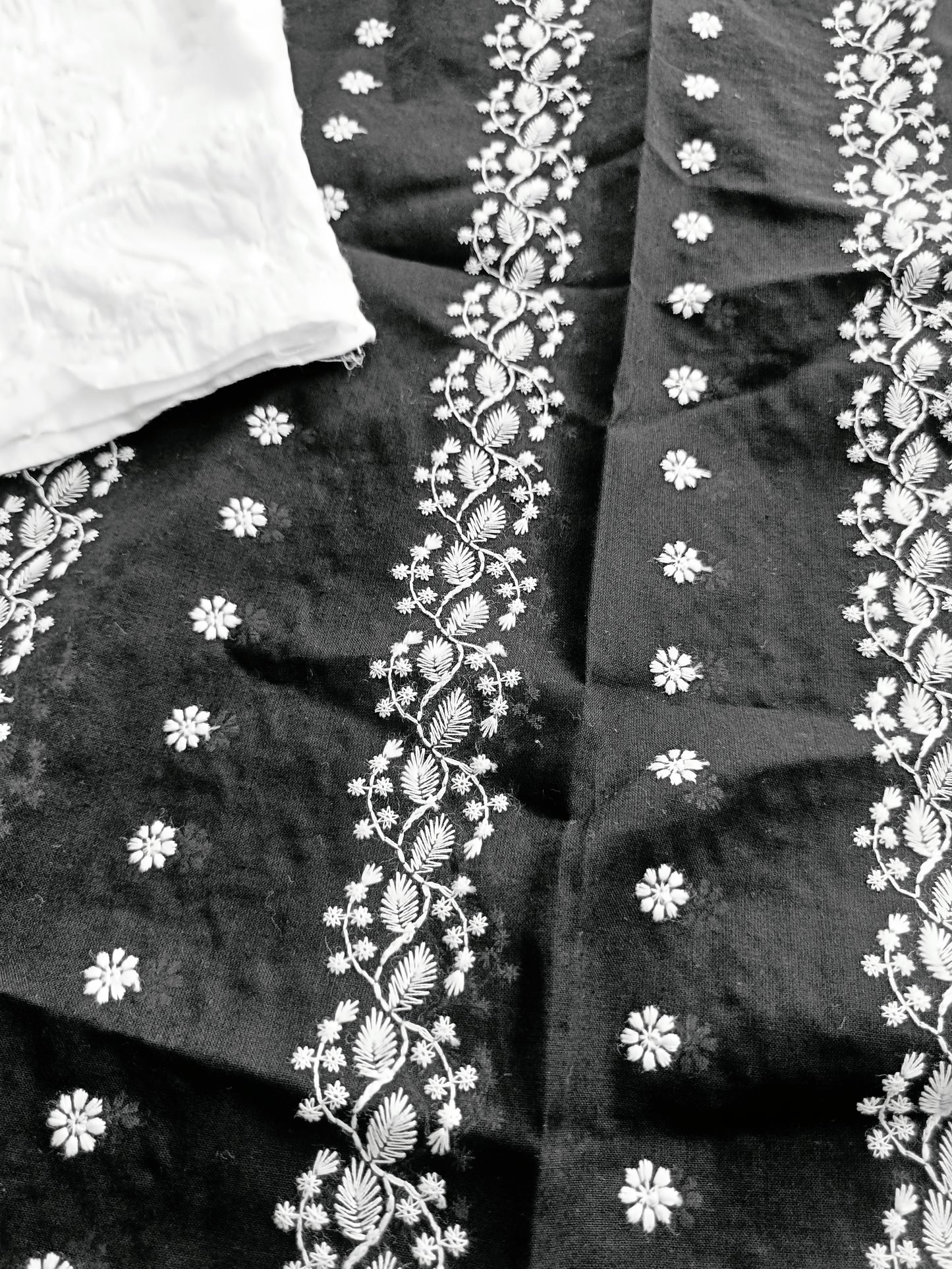 Cotton Kurta Apparel Fabric Chikankari Design Embroidery
