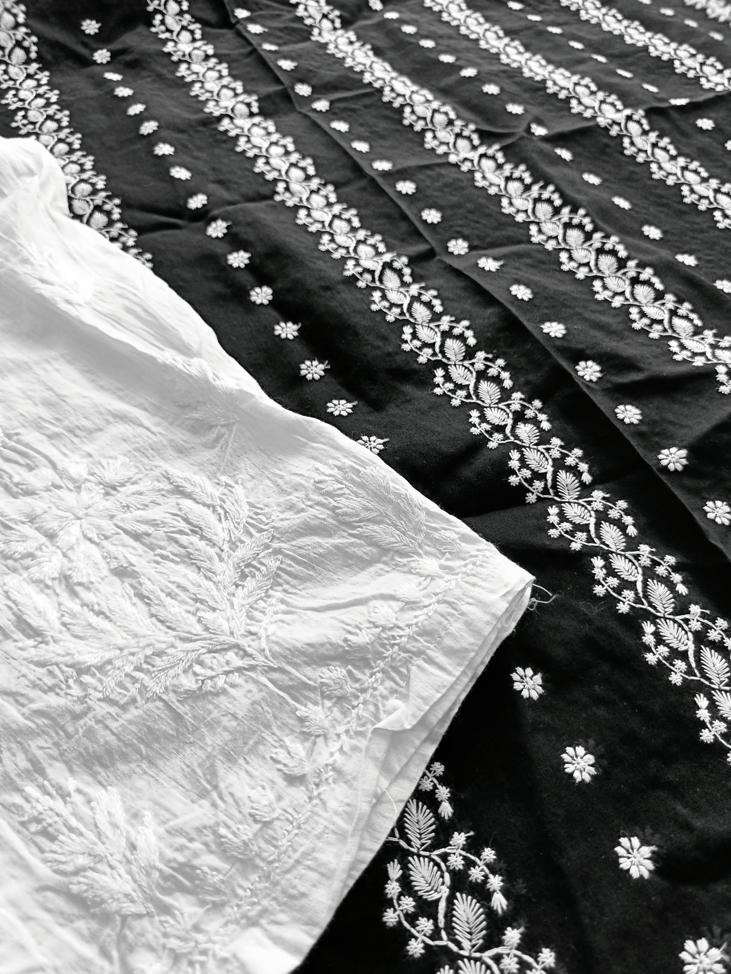 Cotton Kurta Apparel Fabric Chikankari Design Embroidery
