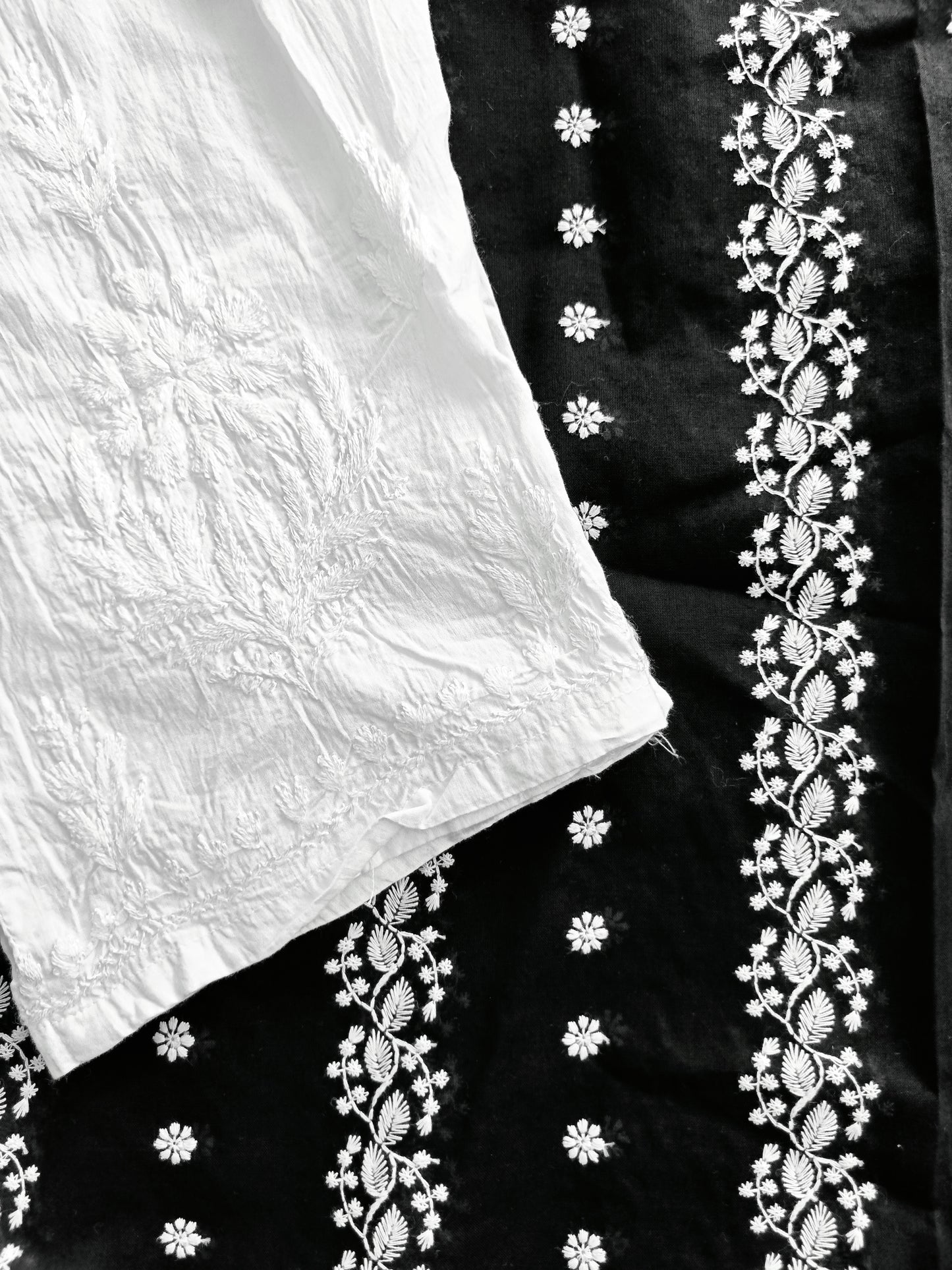 Cotton Kurta Apparel Fabric Chikankari Design Embroidery