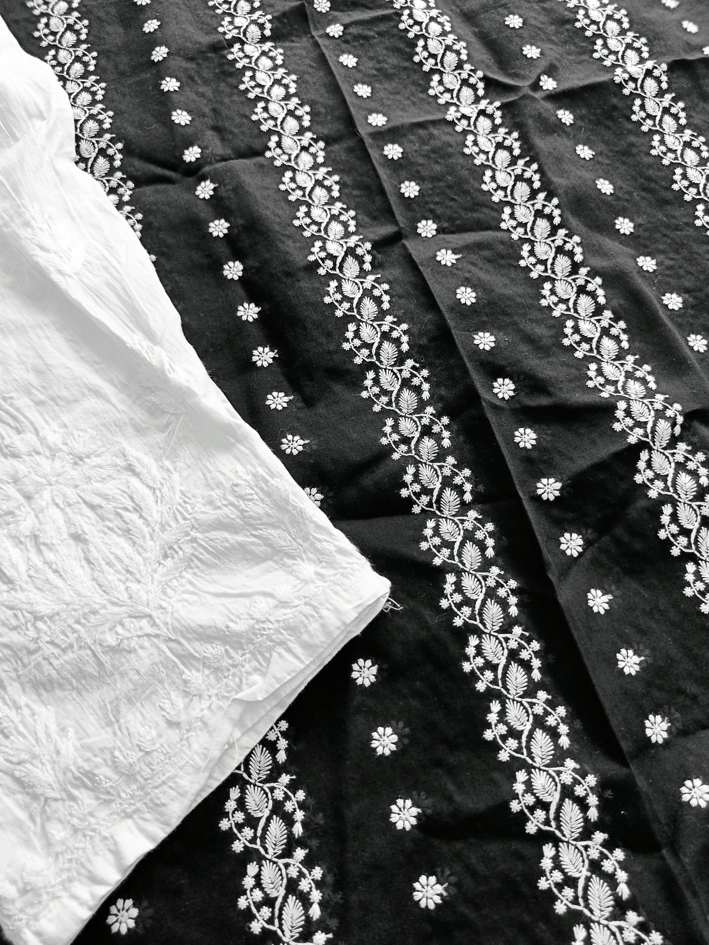 Cotton Kurta Apparel Fabric Chikankari Design Embroidery