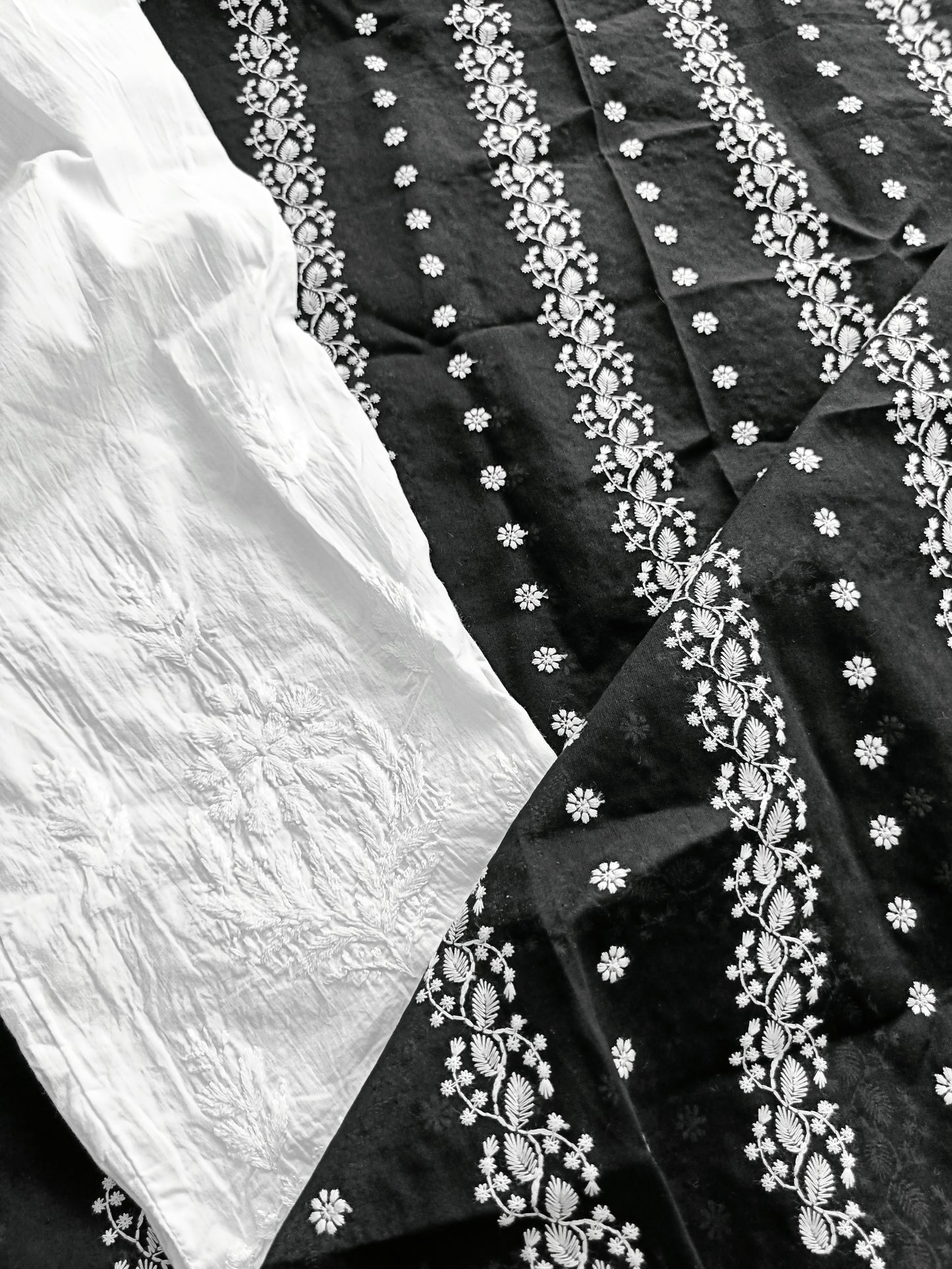 Cotton Kurta Apparel Fabric Chikankari Design Embroidery