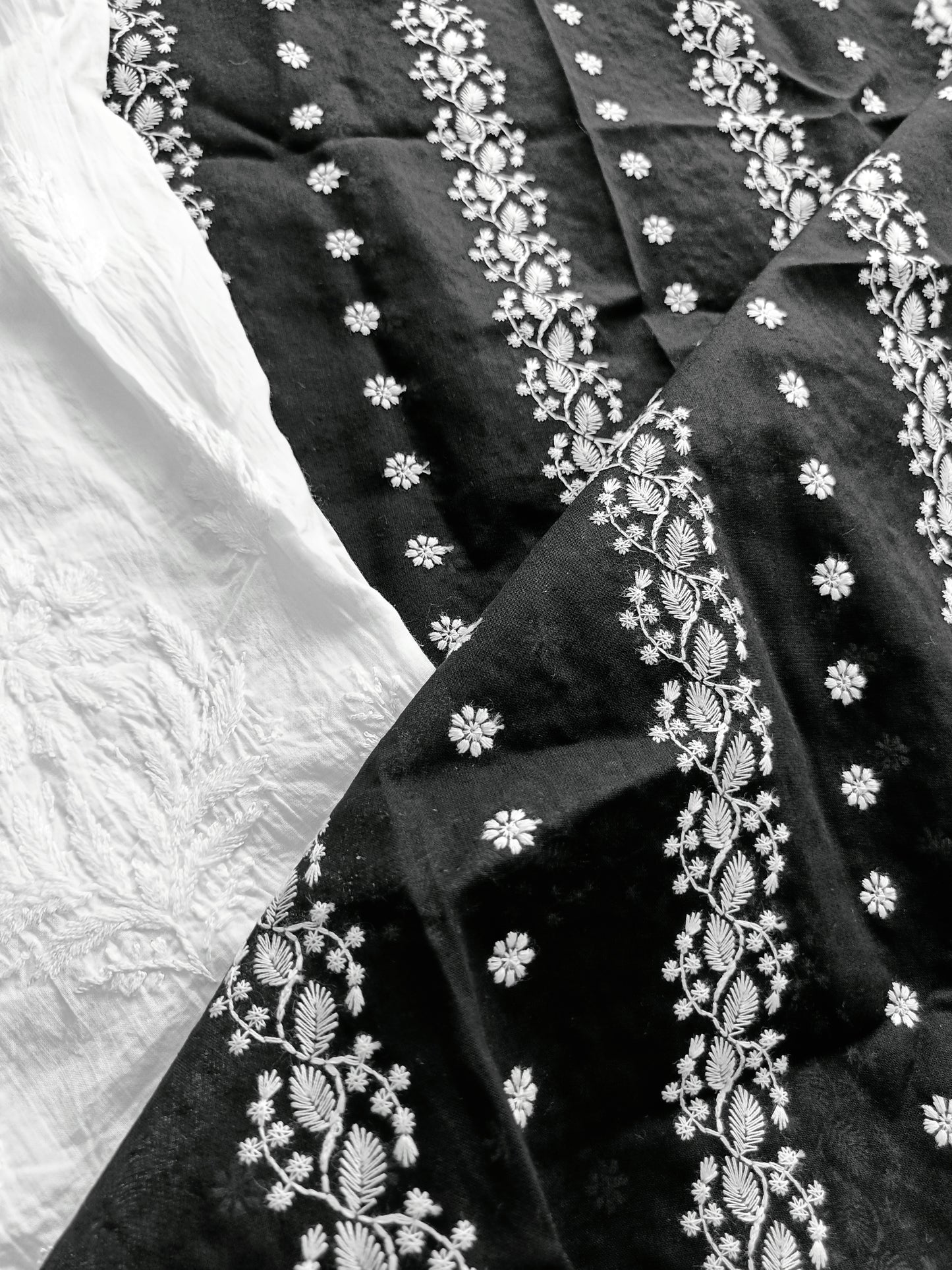 Cotton Kurta Apparel Fabric Chikankari Design Embroidery