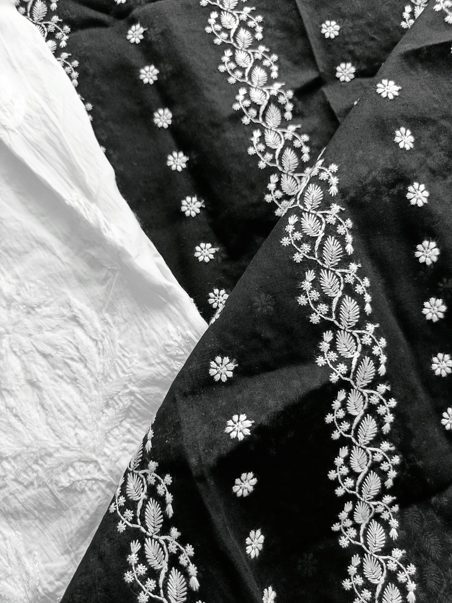Cotton Kurta Apparel Fabric Chikankari Design Embroidery