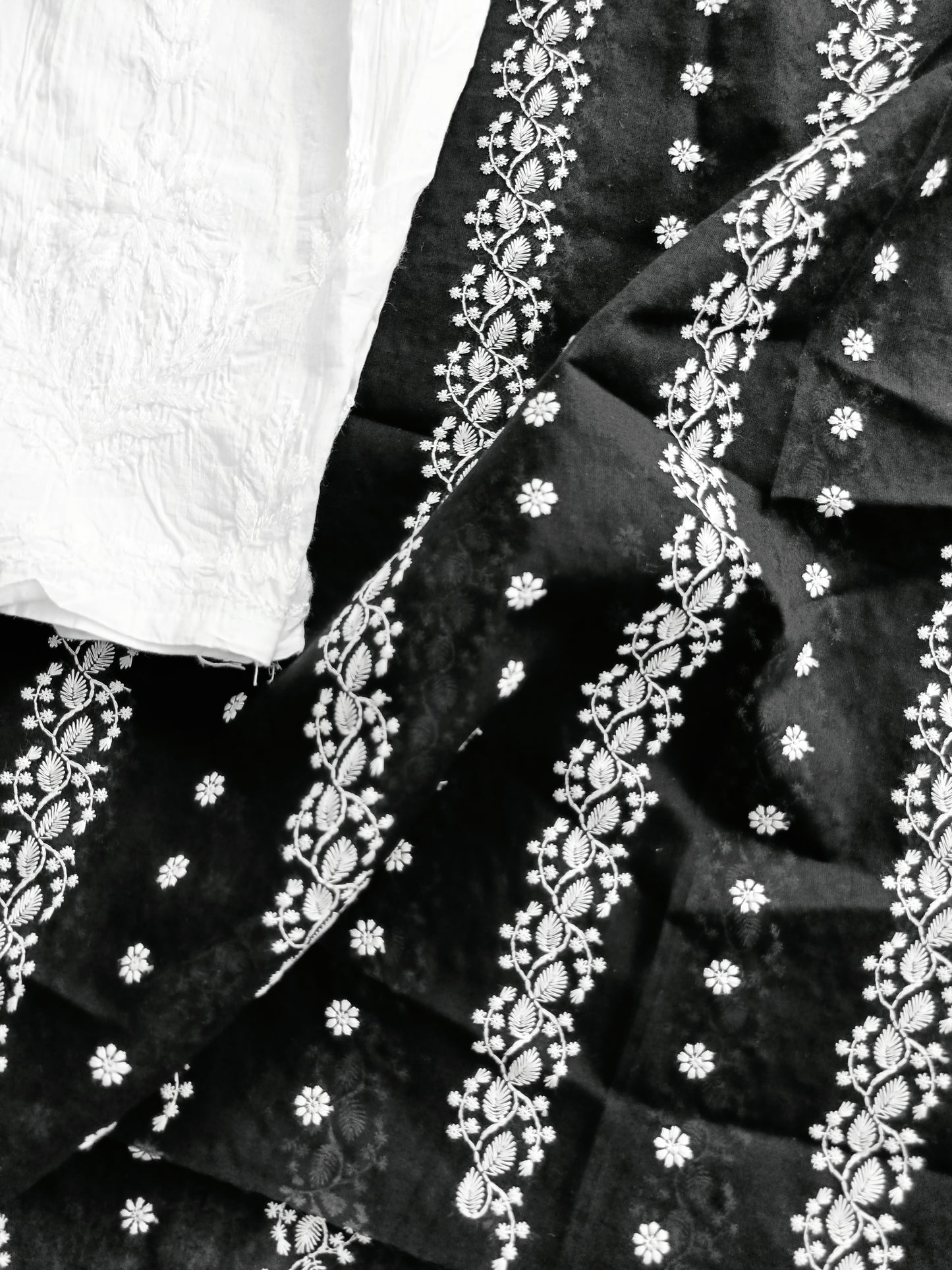 Cotton Kurta Apparel Fabric Chikankari Design Embroidery