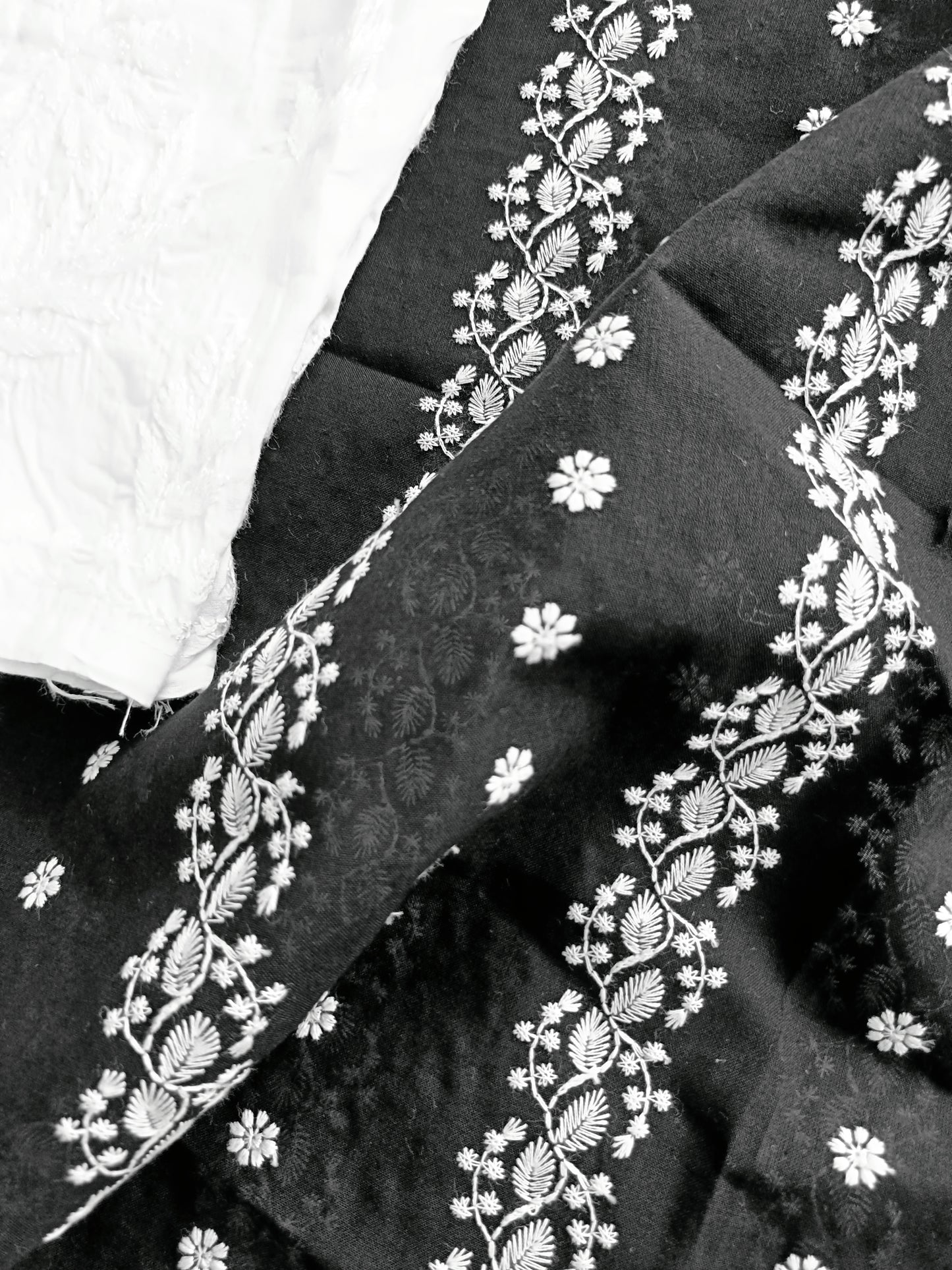 Cotton Kurta Apparel Fabric Chikankari Design Embroidery