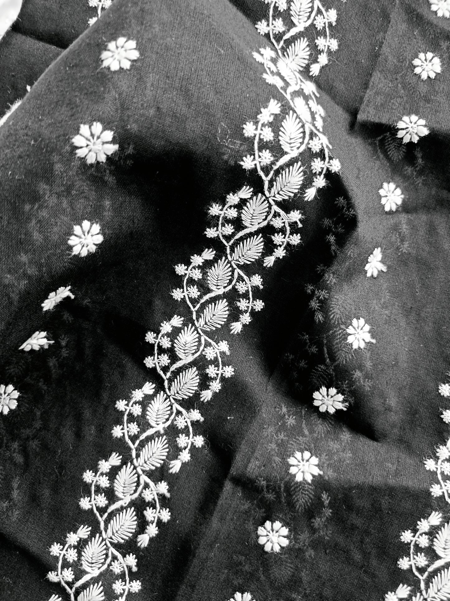 Cotton Kurta Apparel Fabric Chikankari Design Embroidery