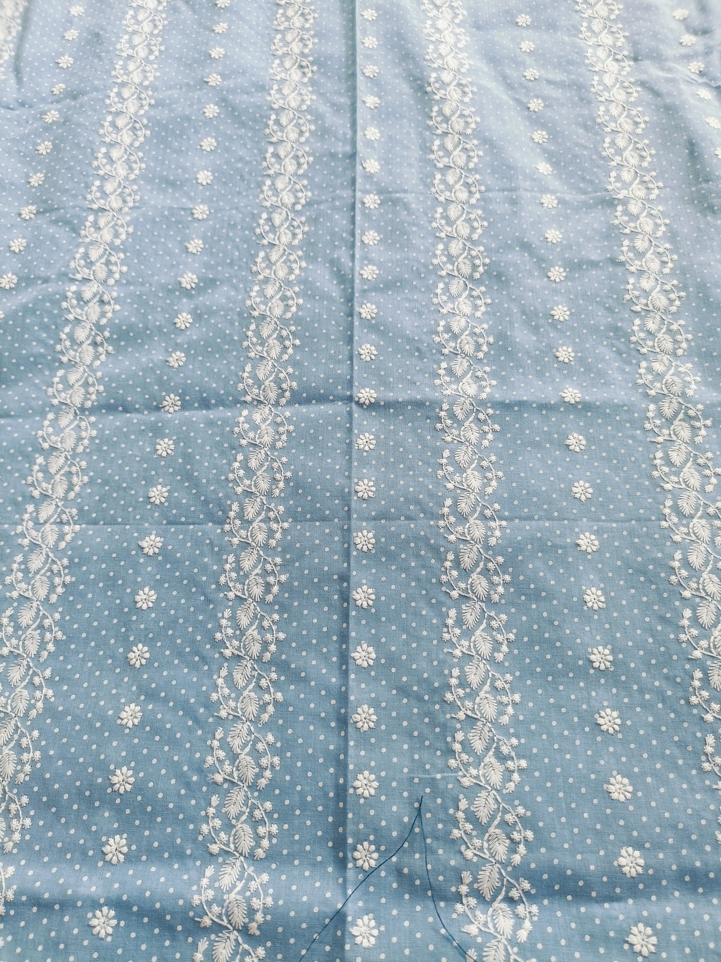Cotton Kurta Apparel Fabric Chikankari Design Embroidery