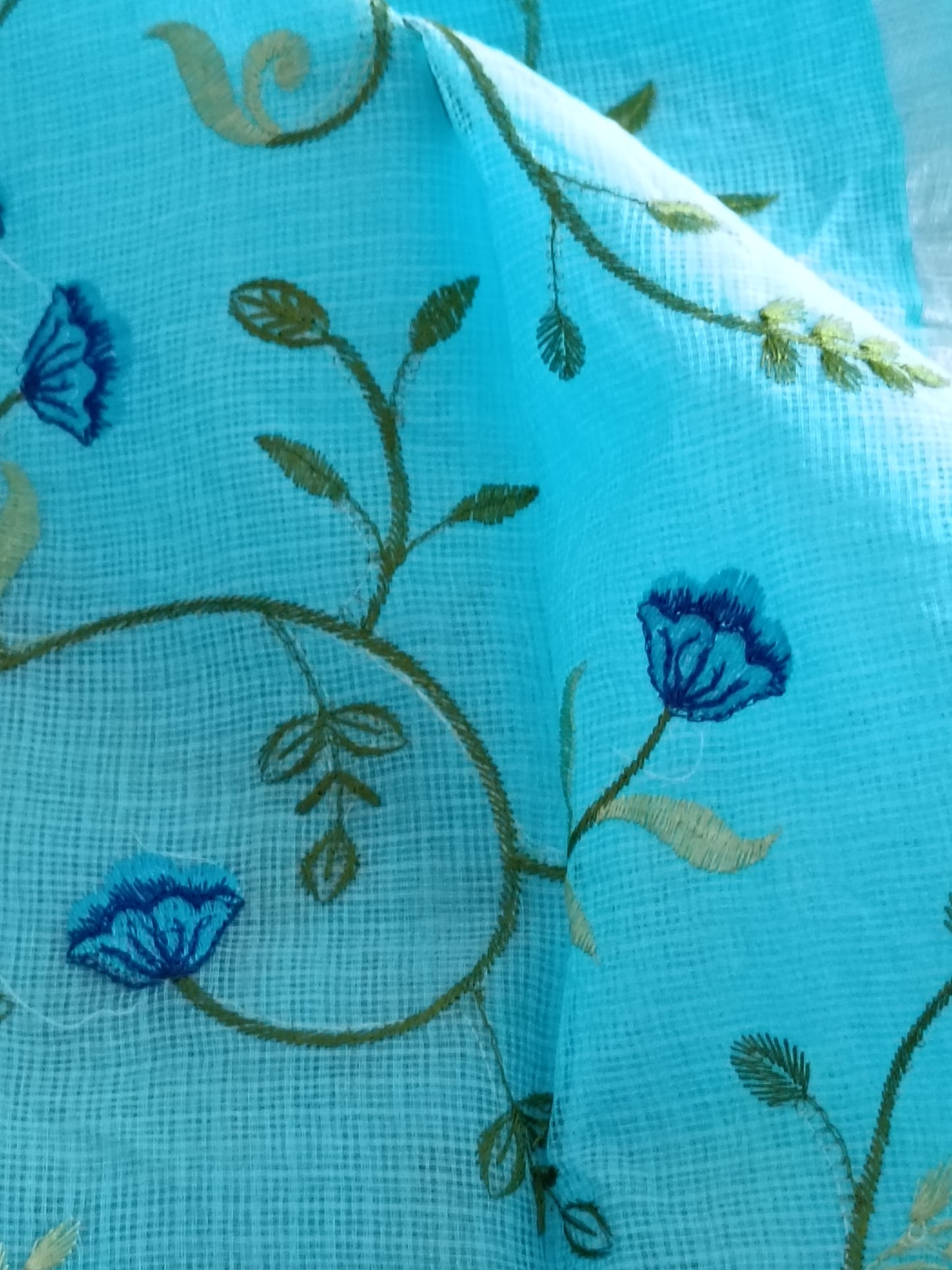 Kota Doria Embroidery Saree