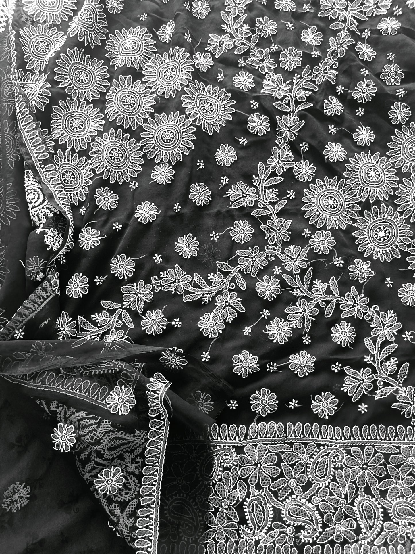 कृष्णराग - Soft Georgette Chikankari Saree - Saree | Tags: Chikankari Georgette