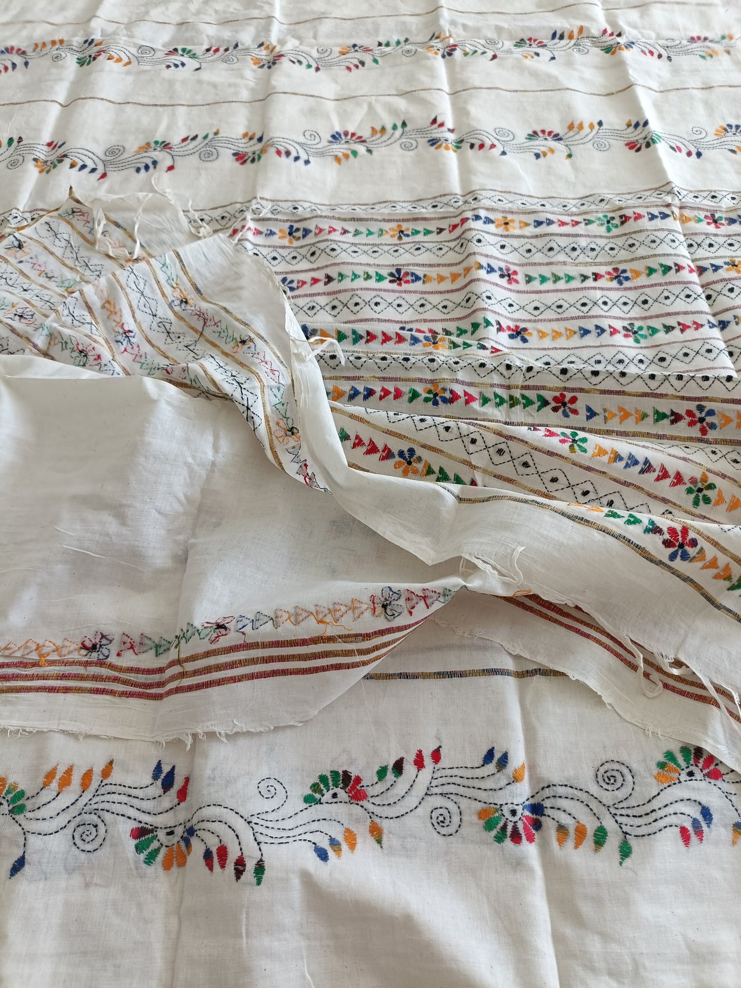 Handmade Kantha Stitch Khesh Cotton Saree