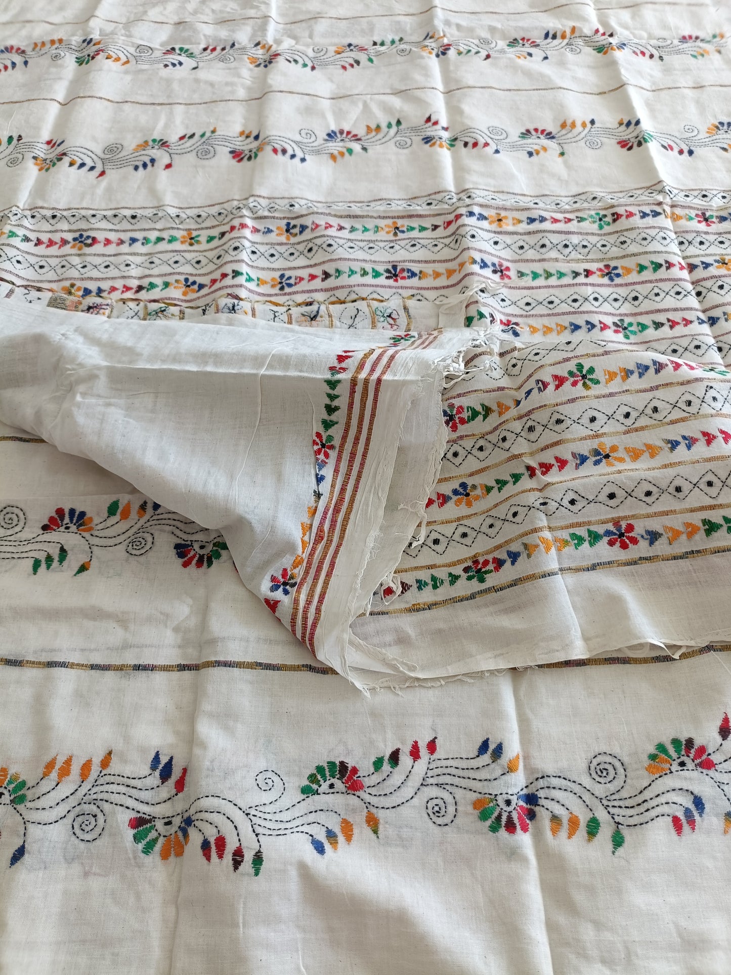 Handmade Kantha Stitch Khesh Cotton Saree