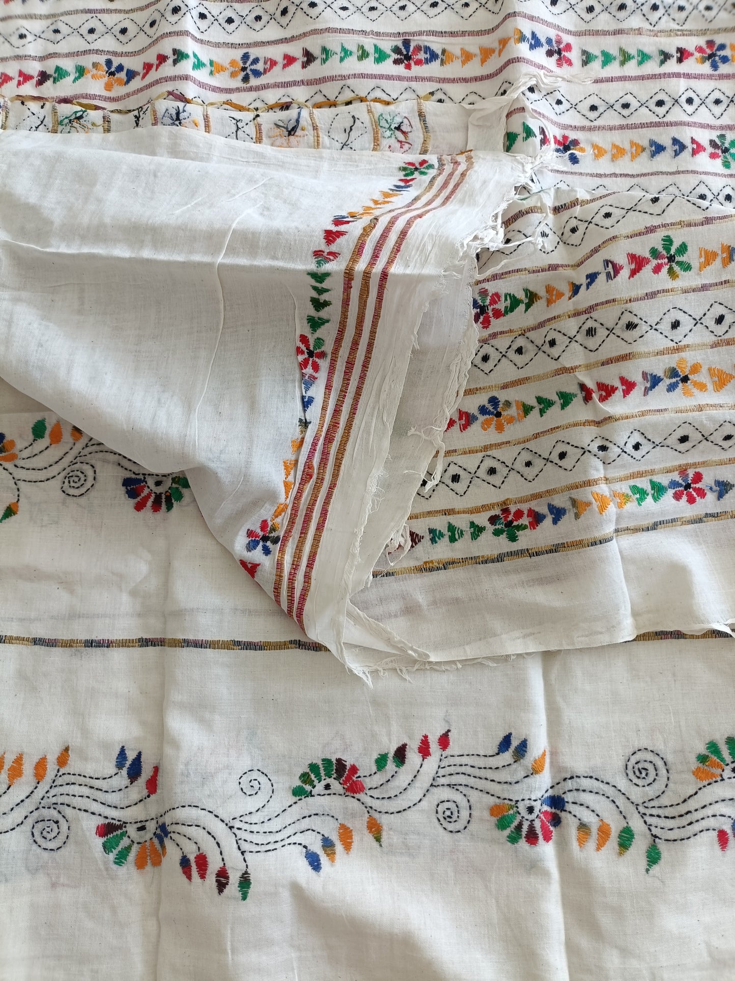 Handmade Kantha Stitch Khesh Cotton Saree