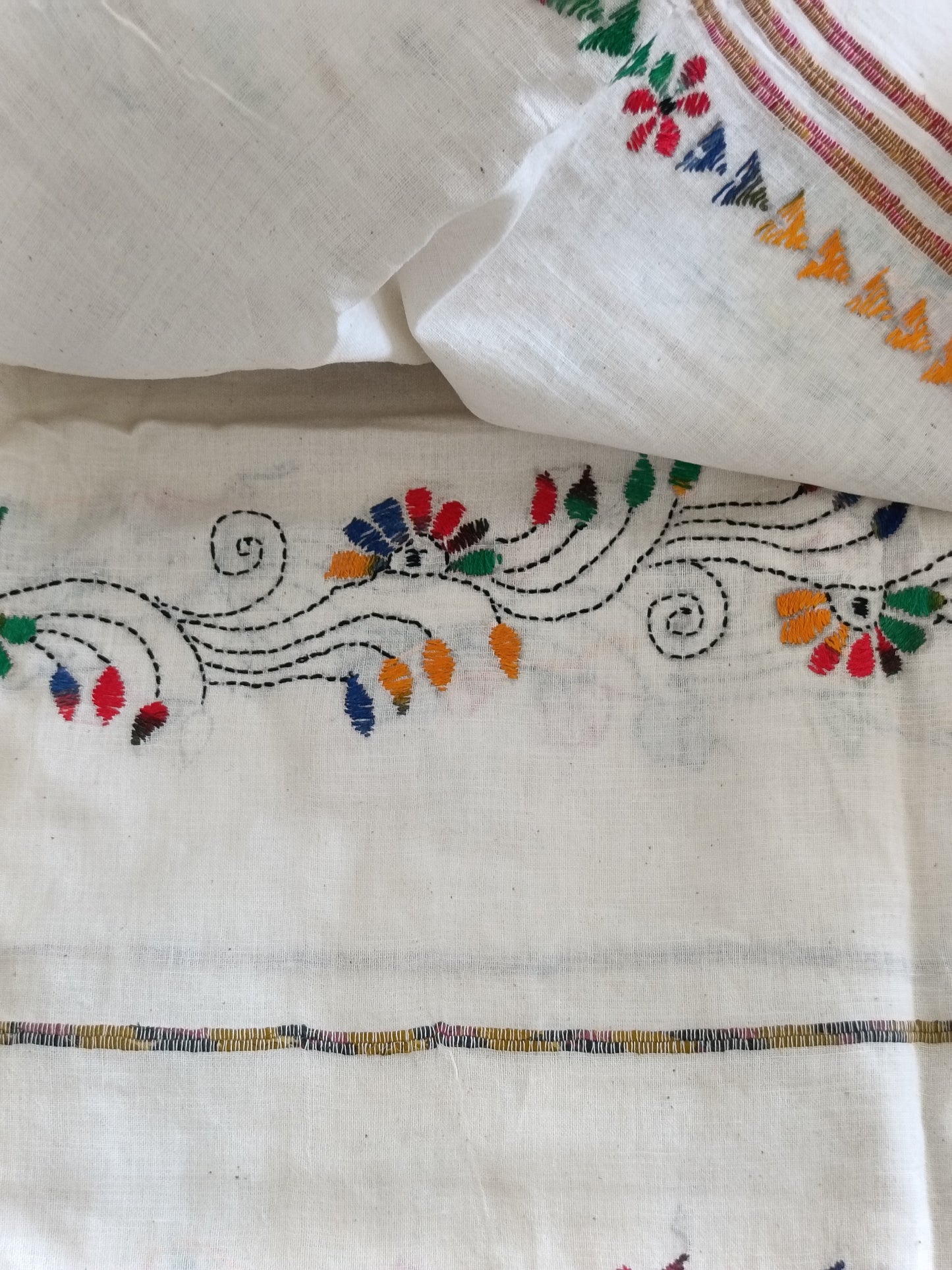 Handmade Kantha Stitch Khesh Cotton Saree