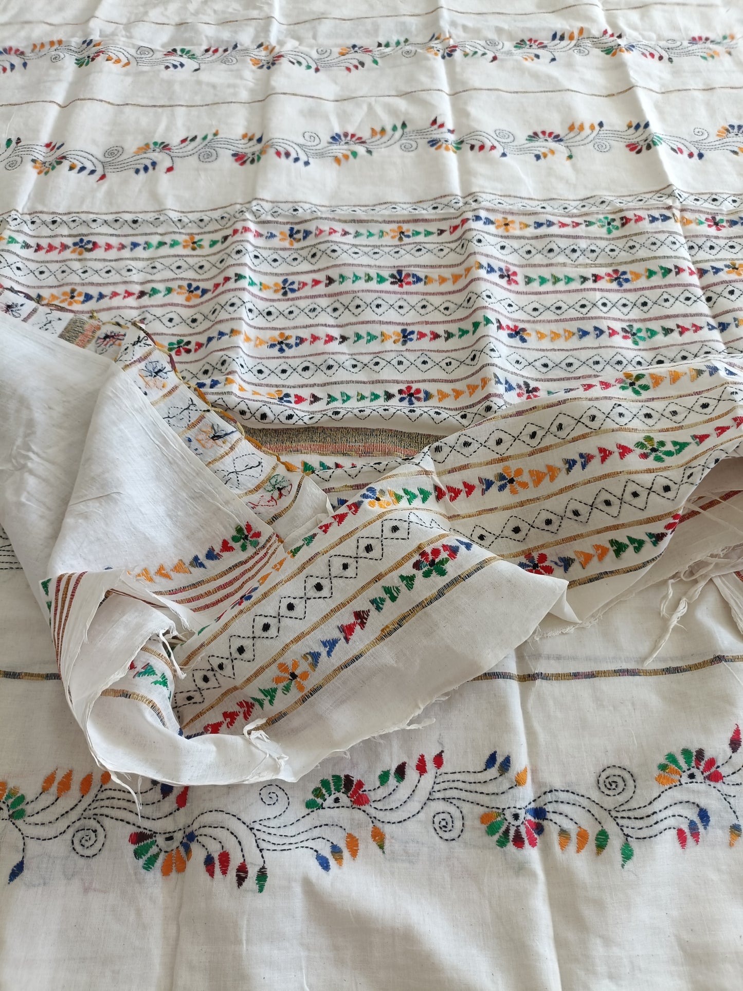 Handmade Kantha Stitch Khesh Cotton Saree