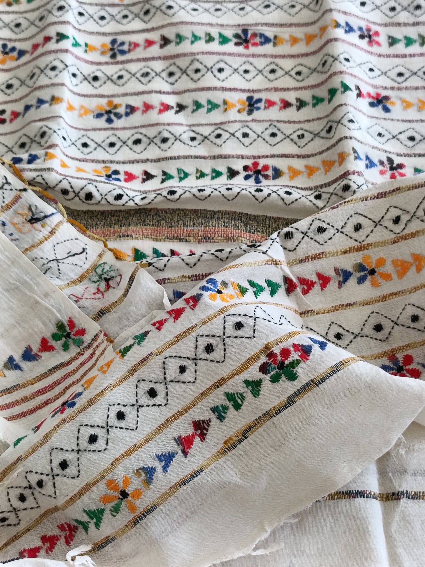 Handmade Kantha Stitch Khesh Cotton Saree