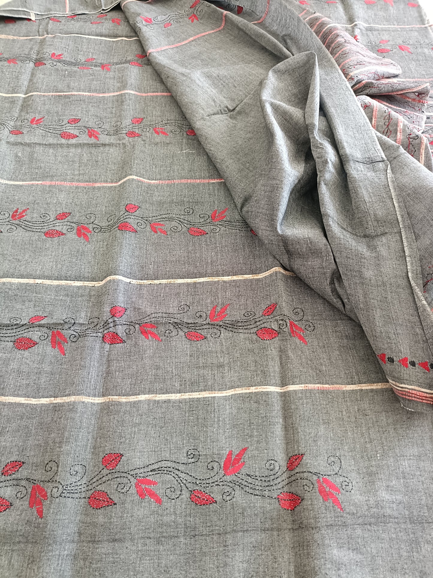 Handmade Kantha Stitch Khesh Cotton Saree