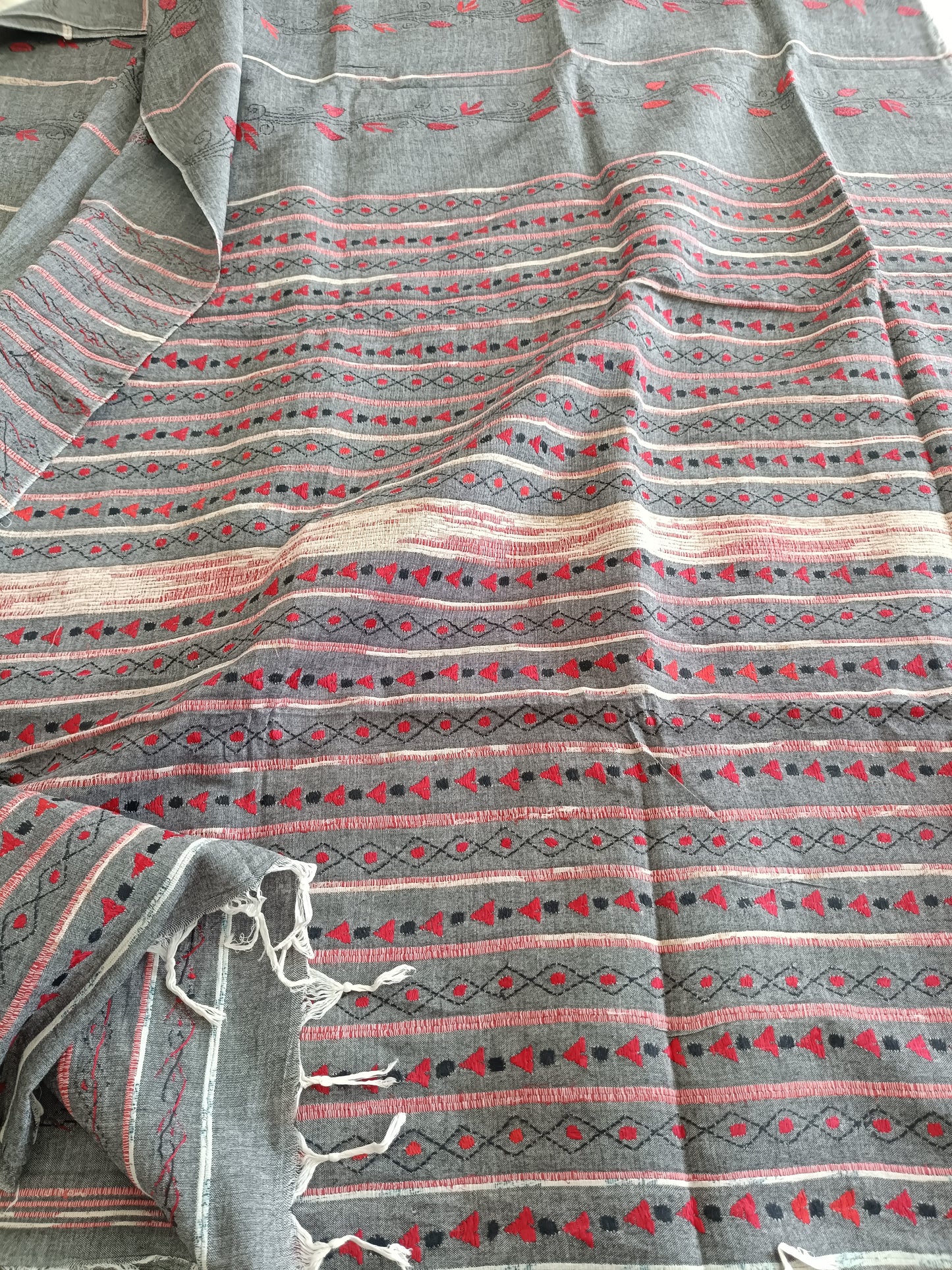Handmade Kantha Stitch Khesh Cotton Saree