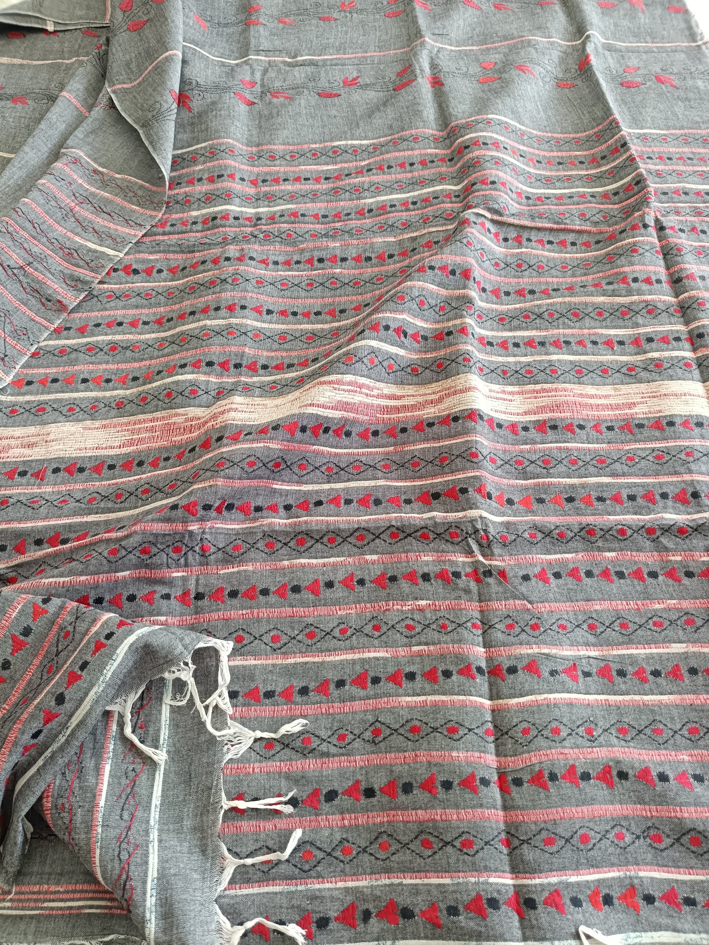 Handmade Kantha Stitch Khesh Cotton Saree