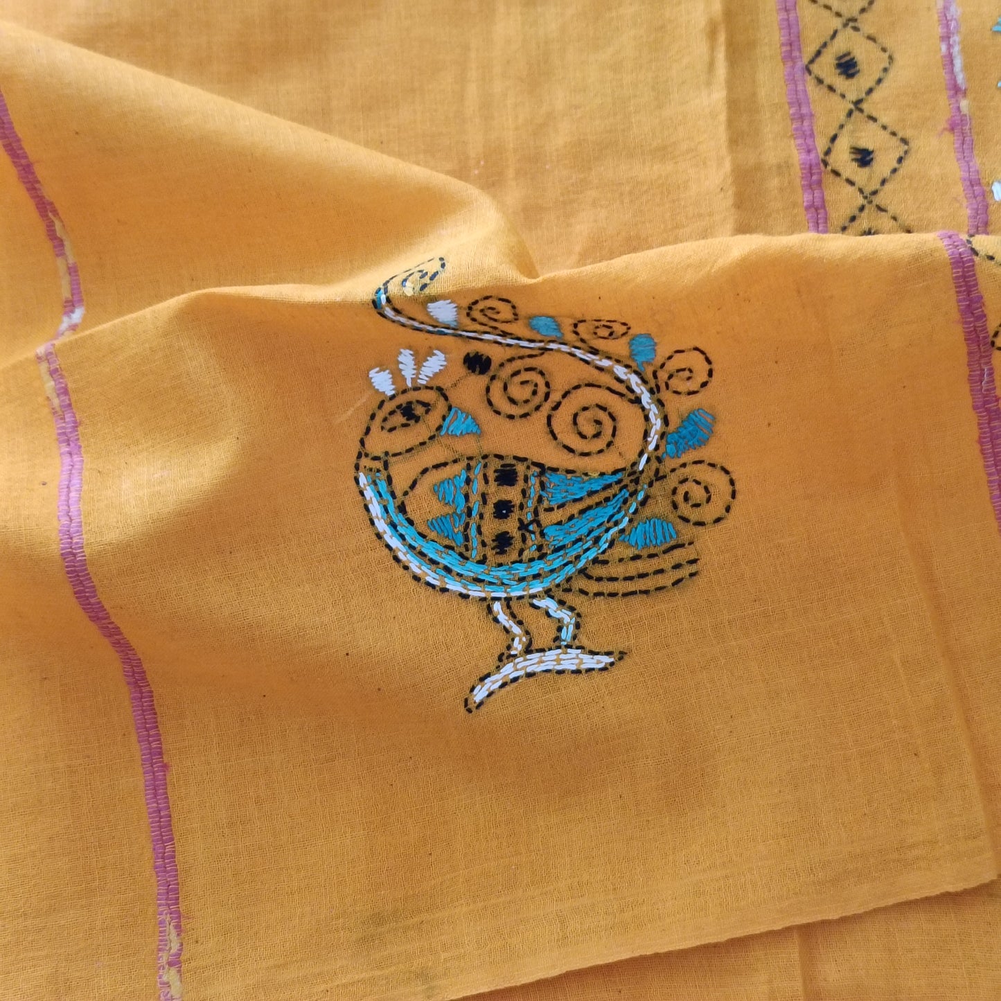 Handmade Kantha Stitch Khesh Cotton Saree