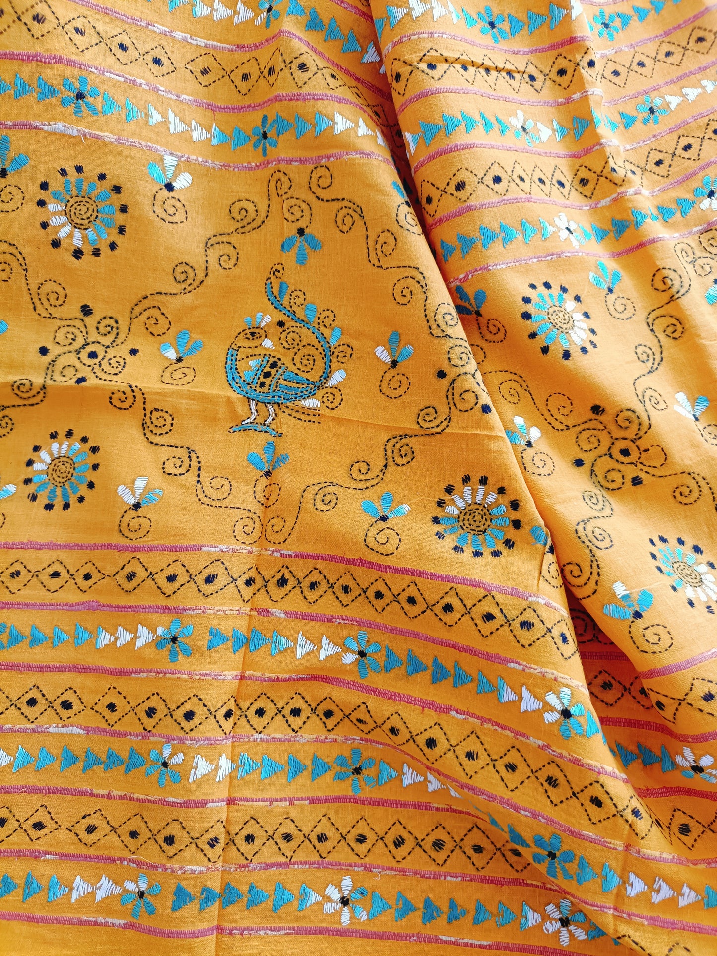 Handmade Kantha Stitch Khesh Cotton Saree