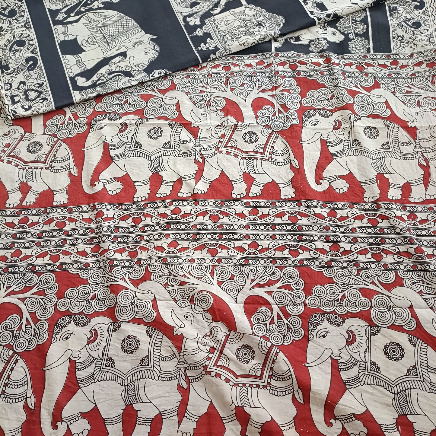 गजराजा - Handmade Kalamkari Mul Cotton Sarees - Saree | Tags: Kalamkari Mul Cotton