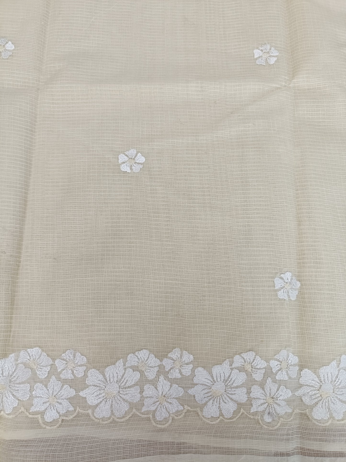 कुसुमिता - Pure Cotton Saree with Self thread Embroidery & Cutwork
