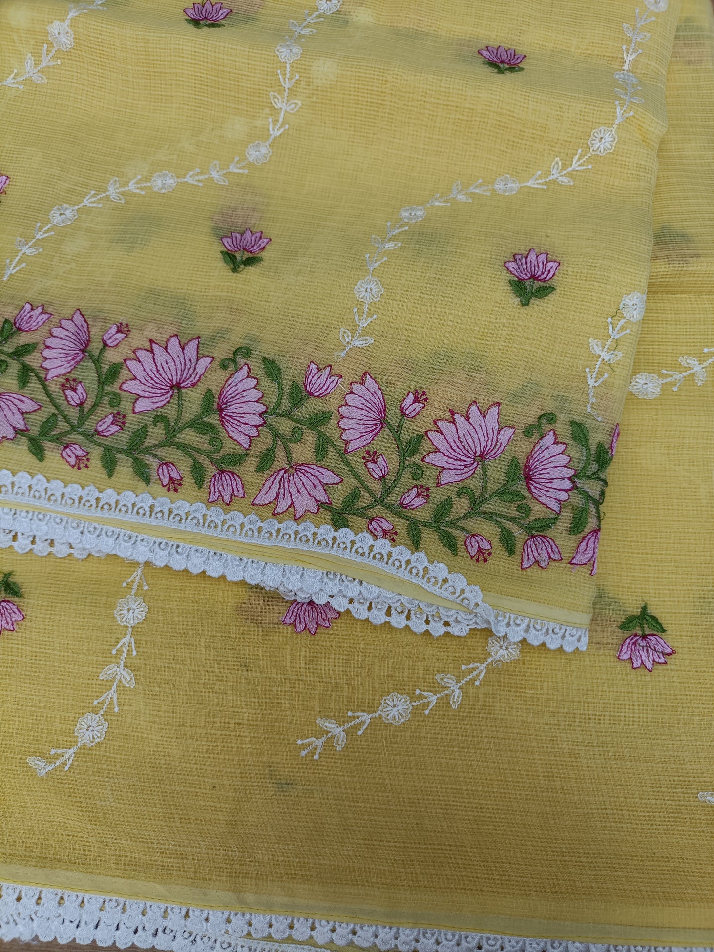 मधुपर्णा - Pure Cotton Kota Doria Saree - Sunshine in six yards