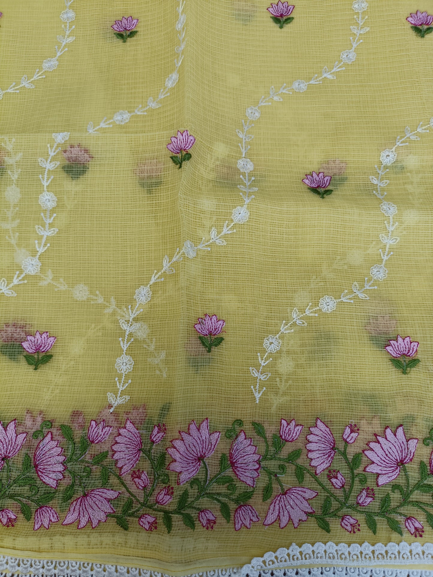 मधुपर्णा - Pure Cotton Kota Doria Saree - Sunshine in six yards