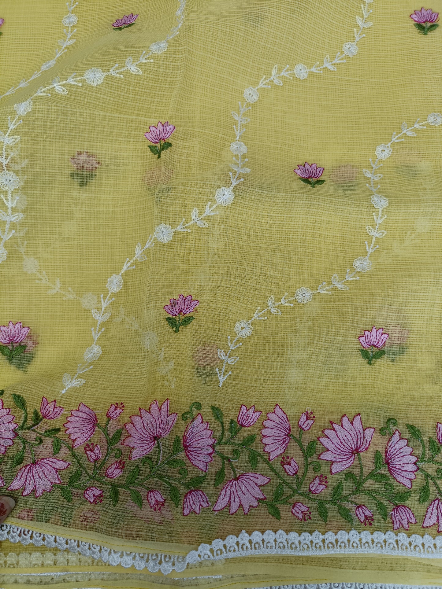 मधुपर्णा - Pure Cotton Kota Doria Saree - Sunshine in six yards