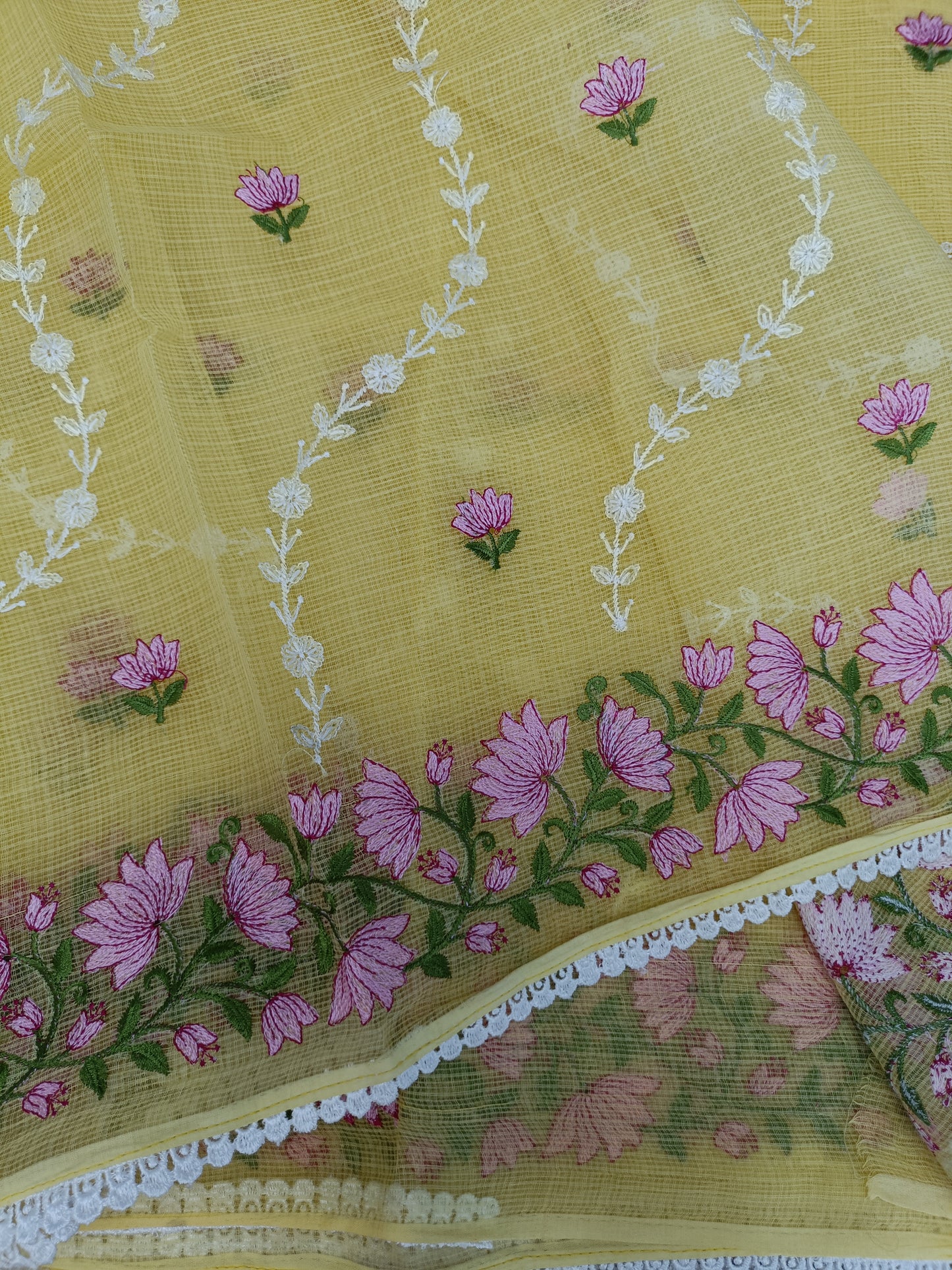 मधुपर्णा - Pure Cotton Kota Doria Saree - Sunshine in six yards