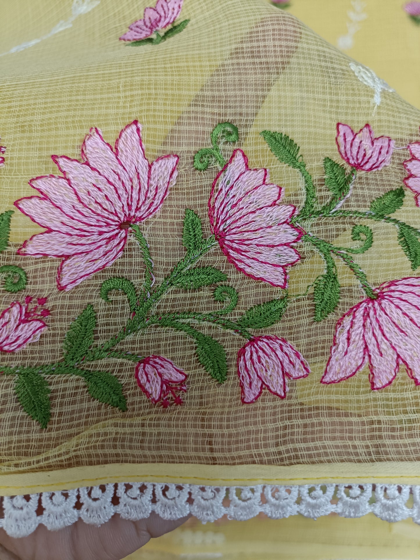 मधुपर्णा - Pure Cotton Kota Doria Saree - Sunshine in six yards