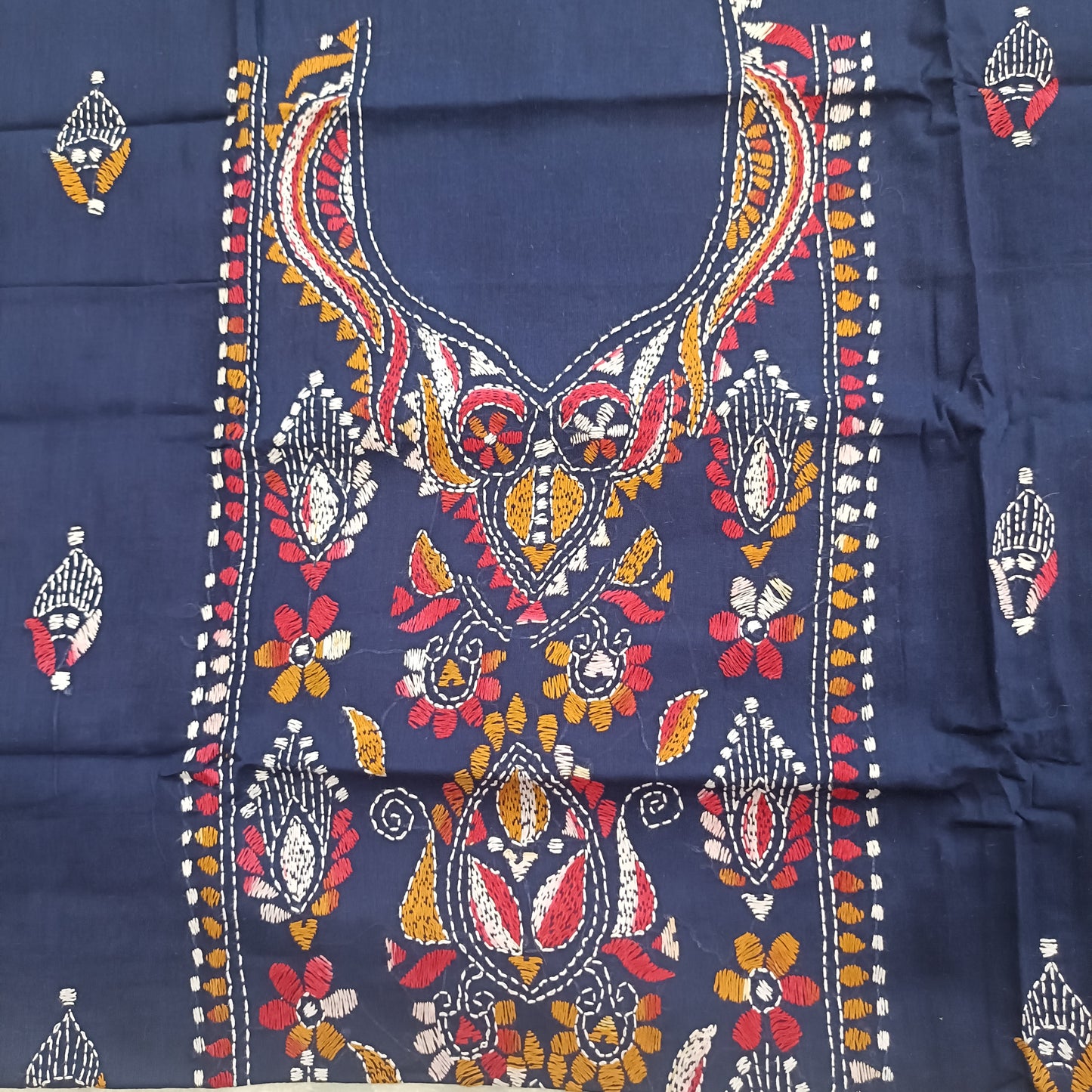 तन्वी - Kantha Cotton Kurta with Chikankari Kota Dupatta