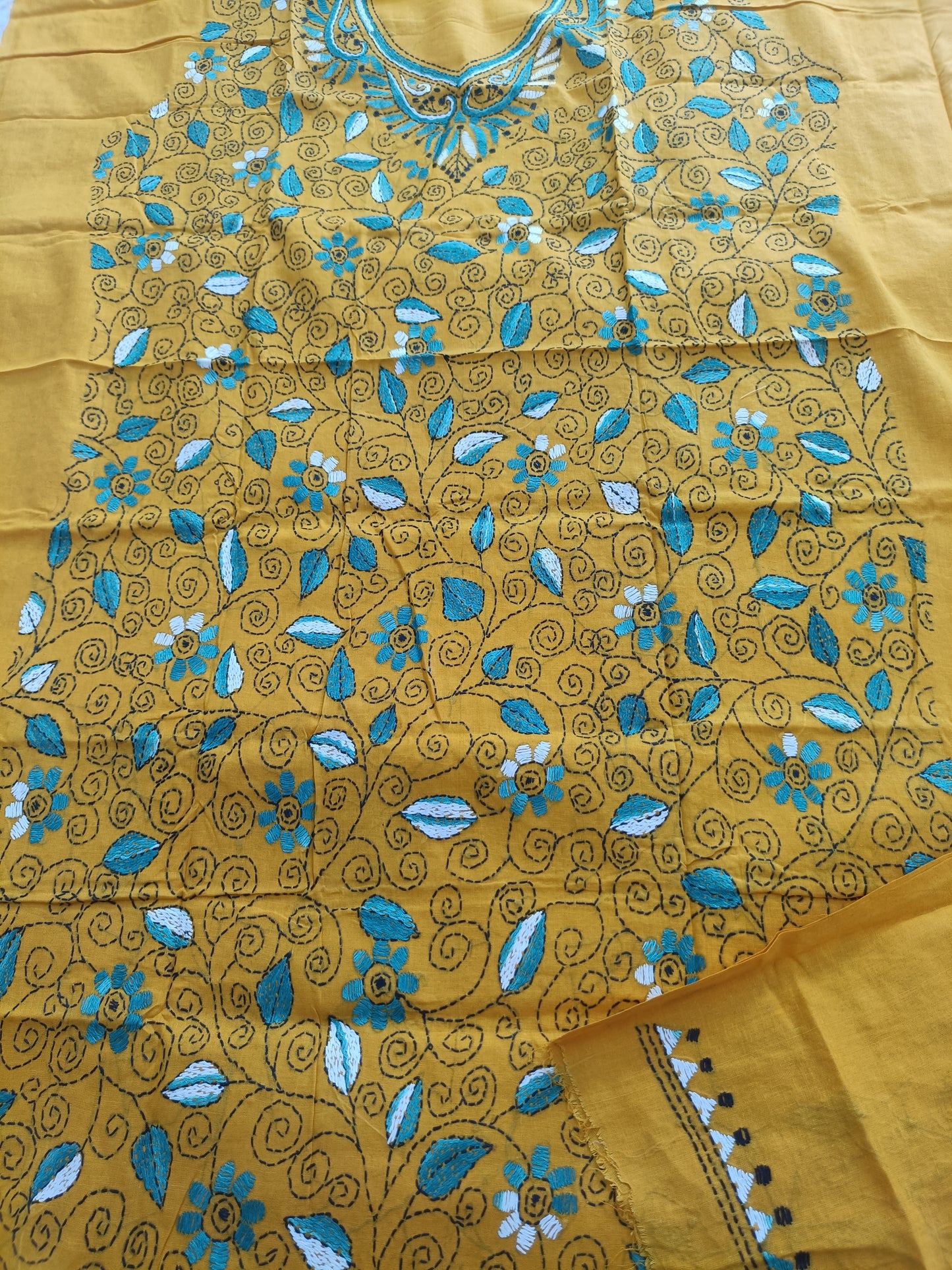 दीप्ति – Pure Cotton Kantha Stitch Kurta Fabric