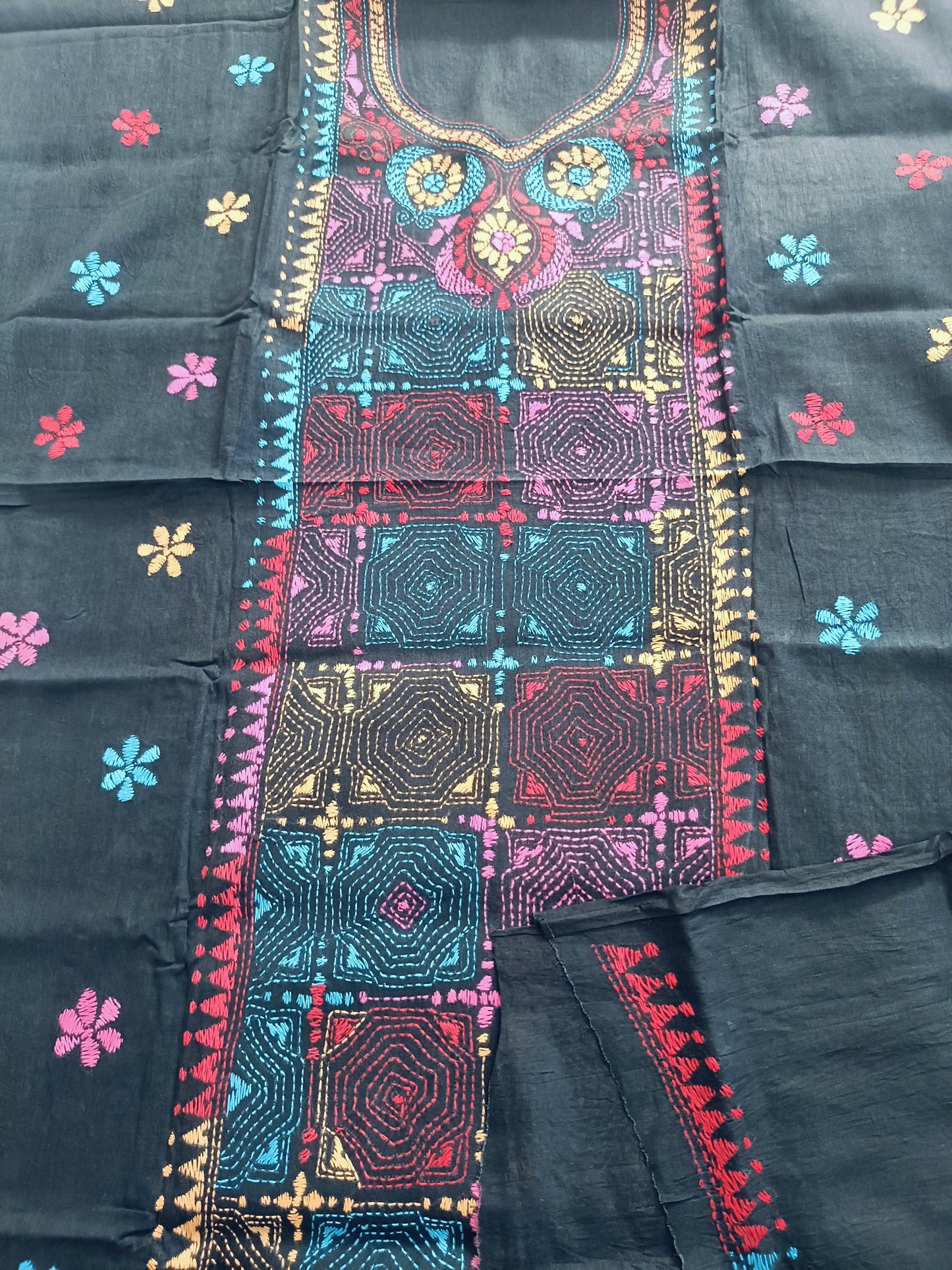 वसन्ती – Pure Cotton Kantha Stitch Kurta Fabric