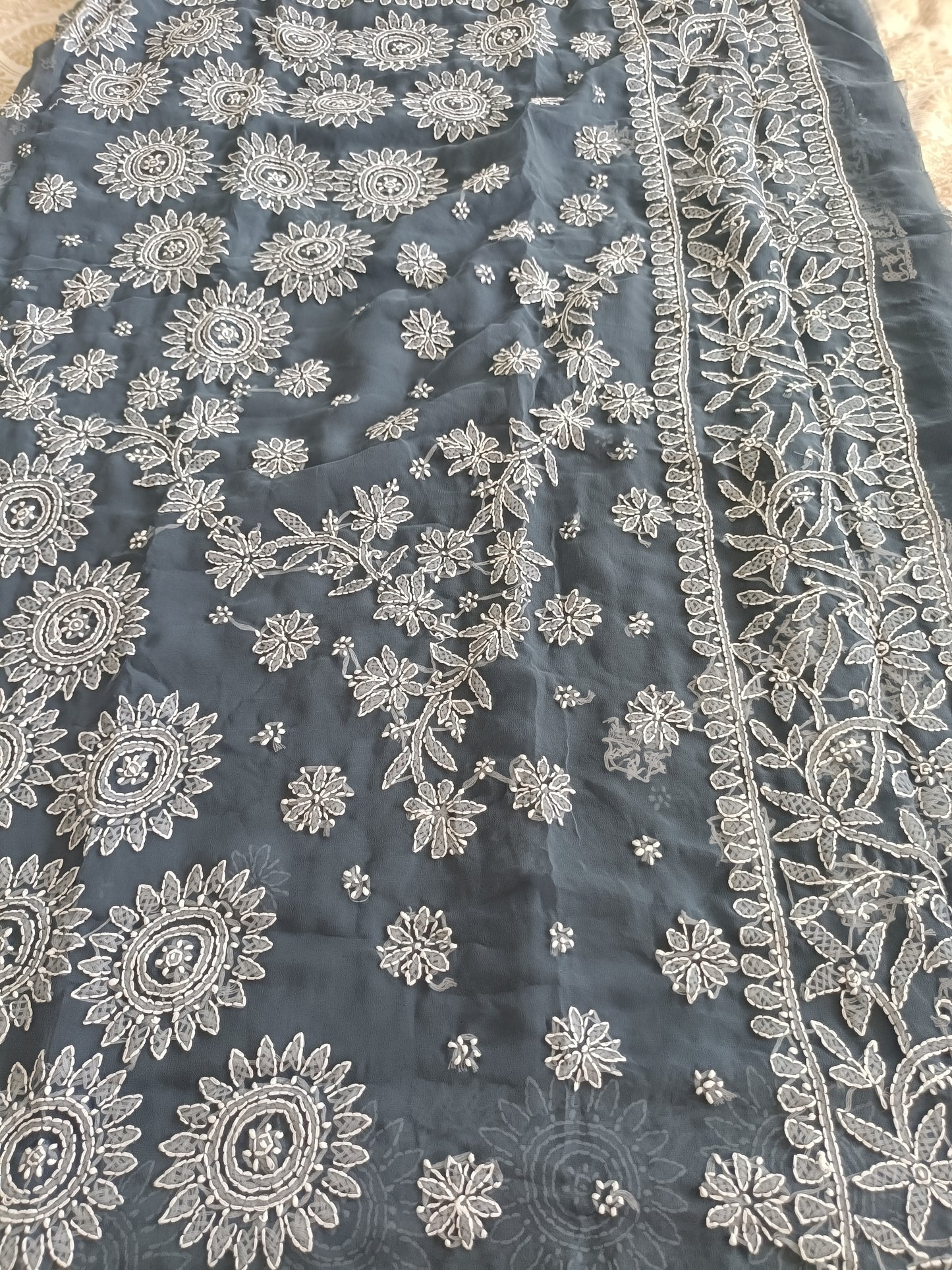 वर्षा - Soft Georgette Chikankari Saree