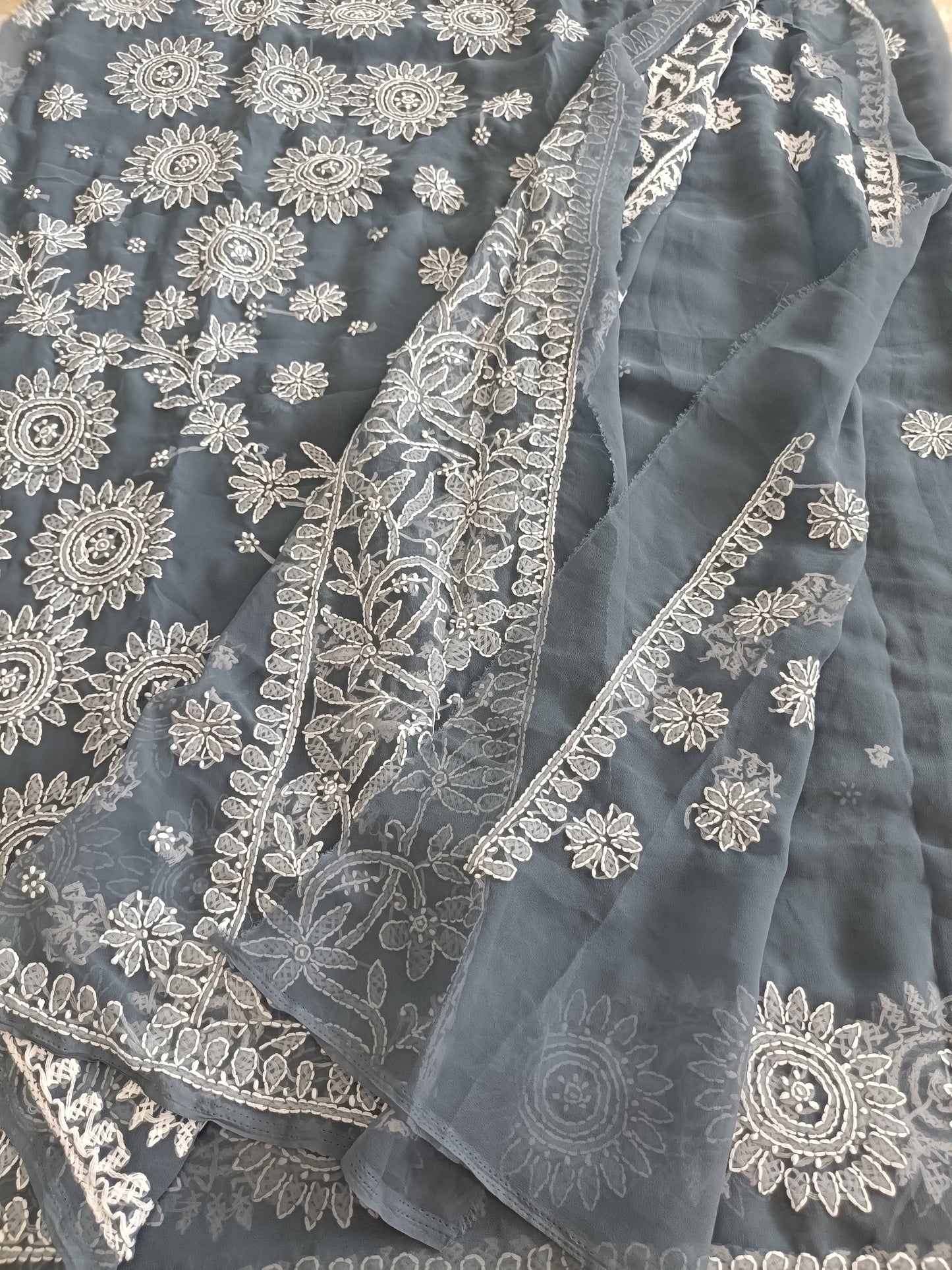 वर्षा - Soft Georgette Chikankari Saree