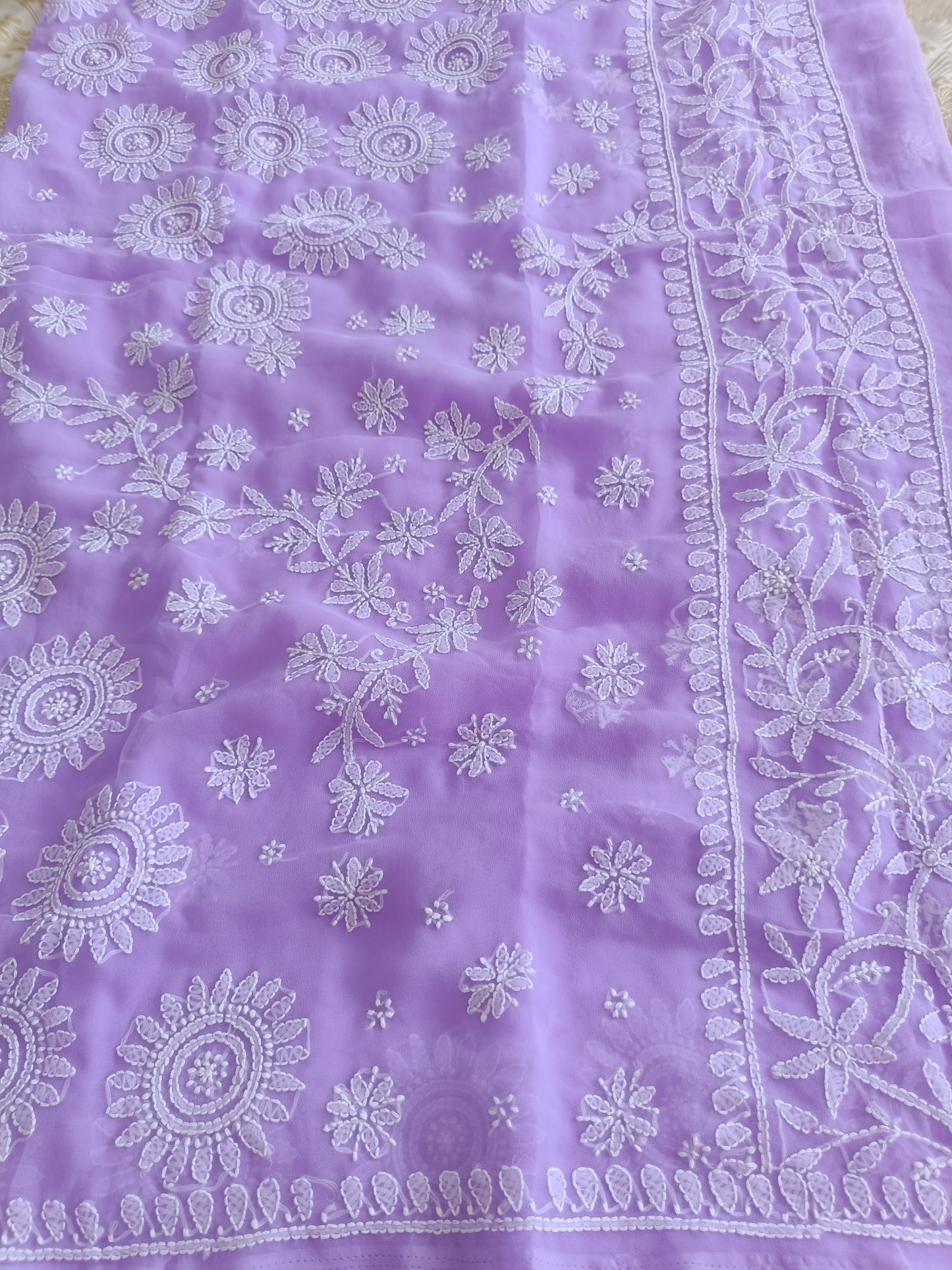 हेमलता - Soft Georgette Chikankari Saree