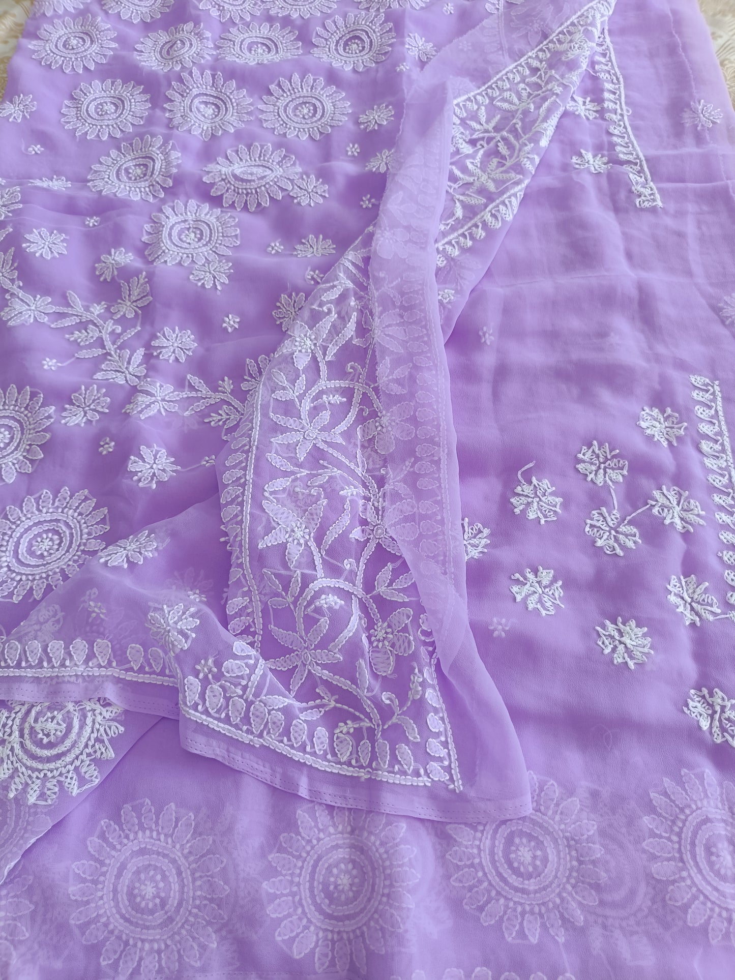 हेमलता - Soft Georgette Chikankari Saree