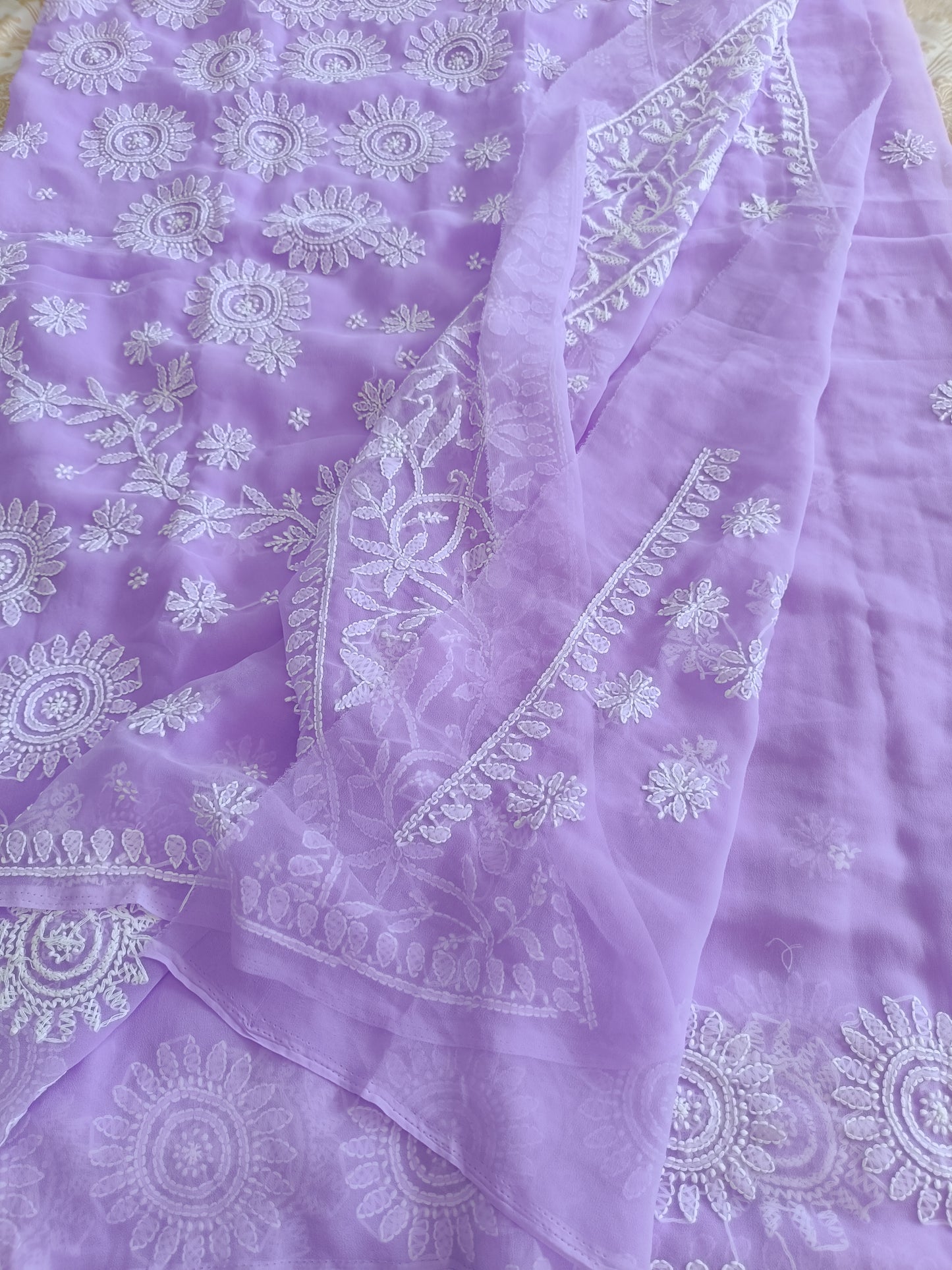 हेमलता - Soft Georgette Chikankari Saree