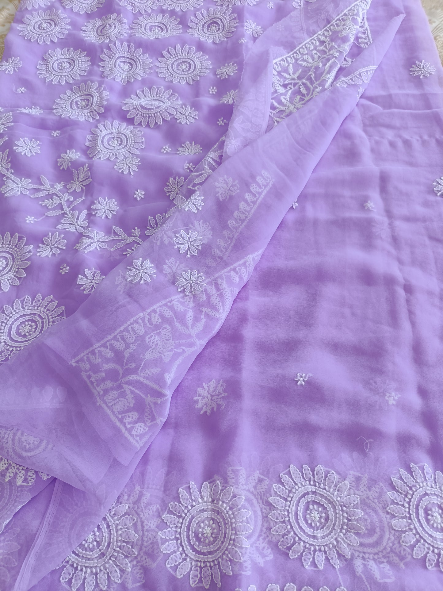 हेमलता - Soft Georgette Chikankari Saree
