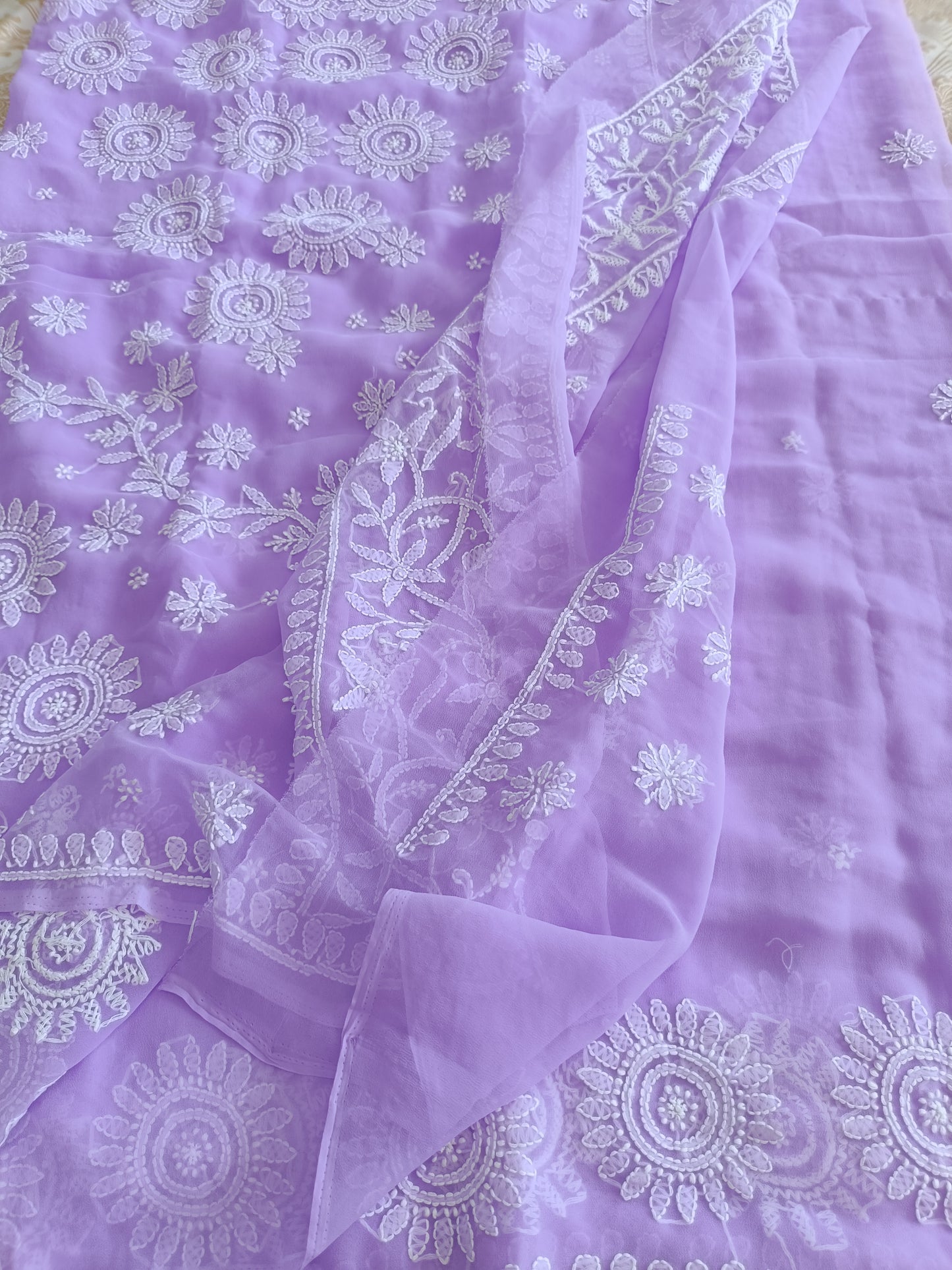 हेमलता - Soft Georgette Chikankari Saree